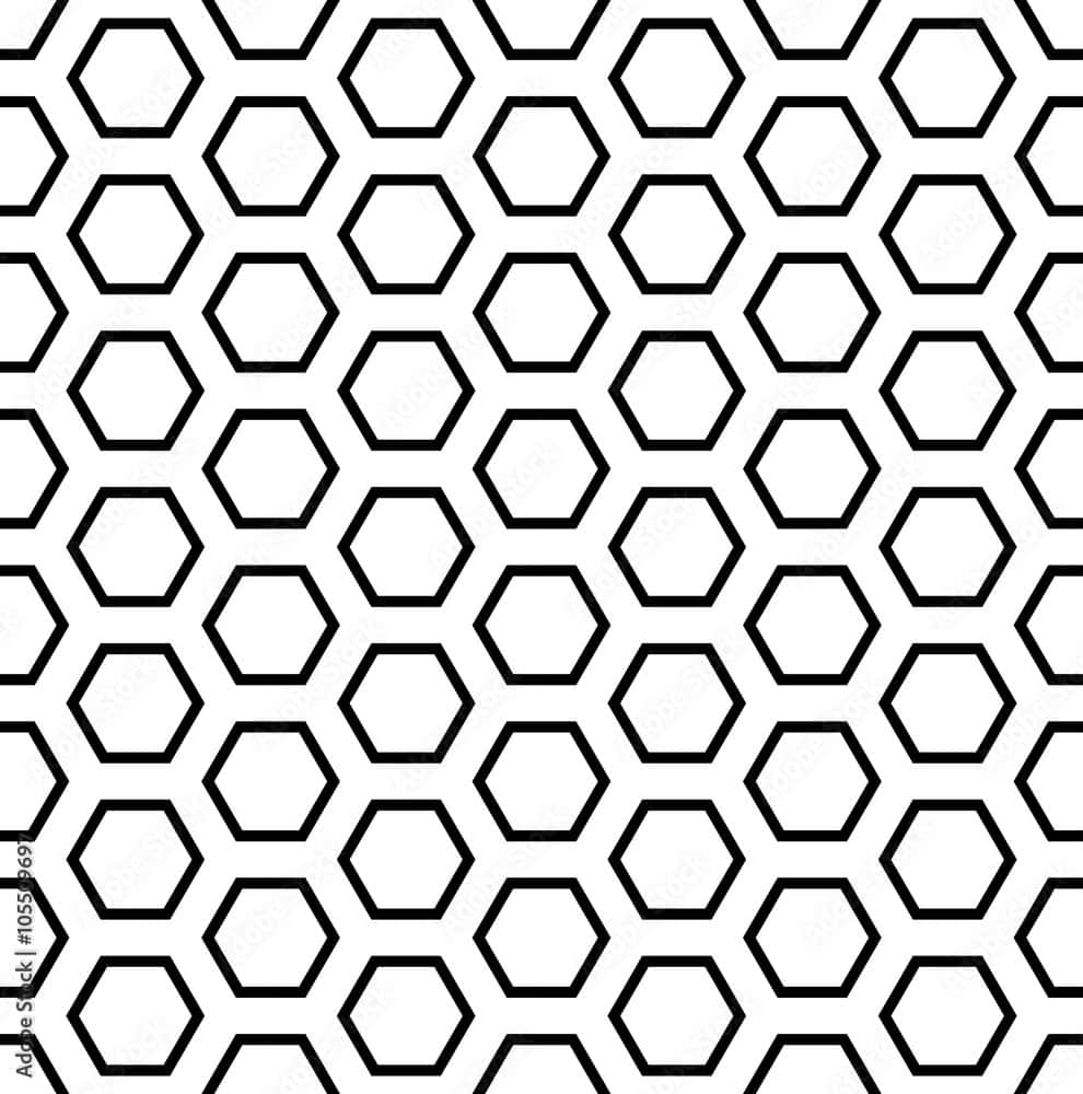 Svartoch Vit Hexagonell Geometrisk Mönsterbild