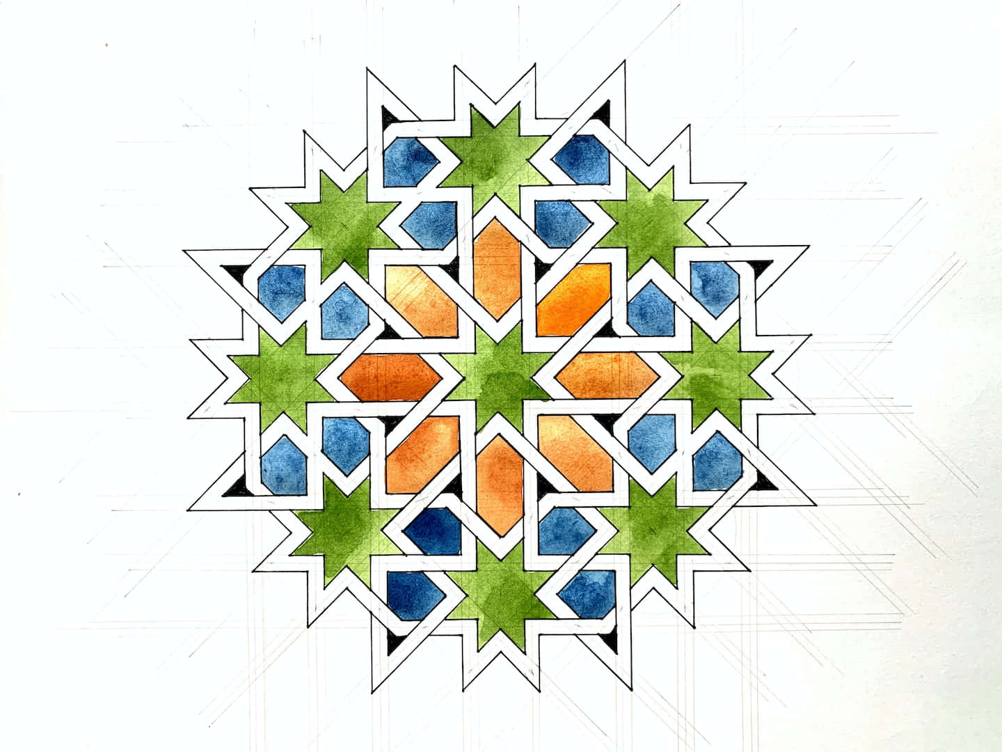 Green Star Geometric Pattern Picture