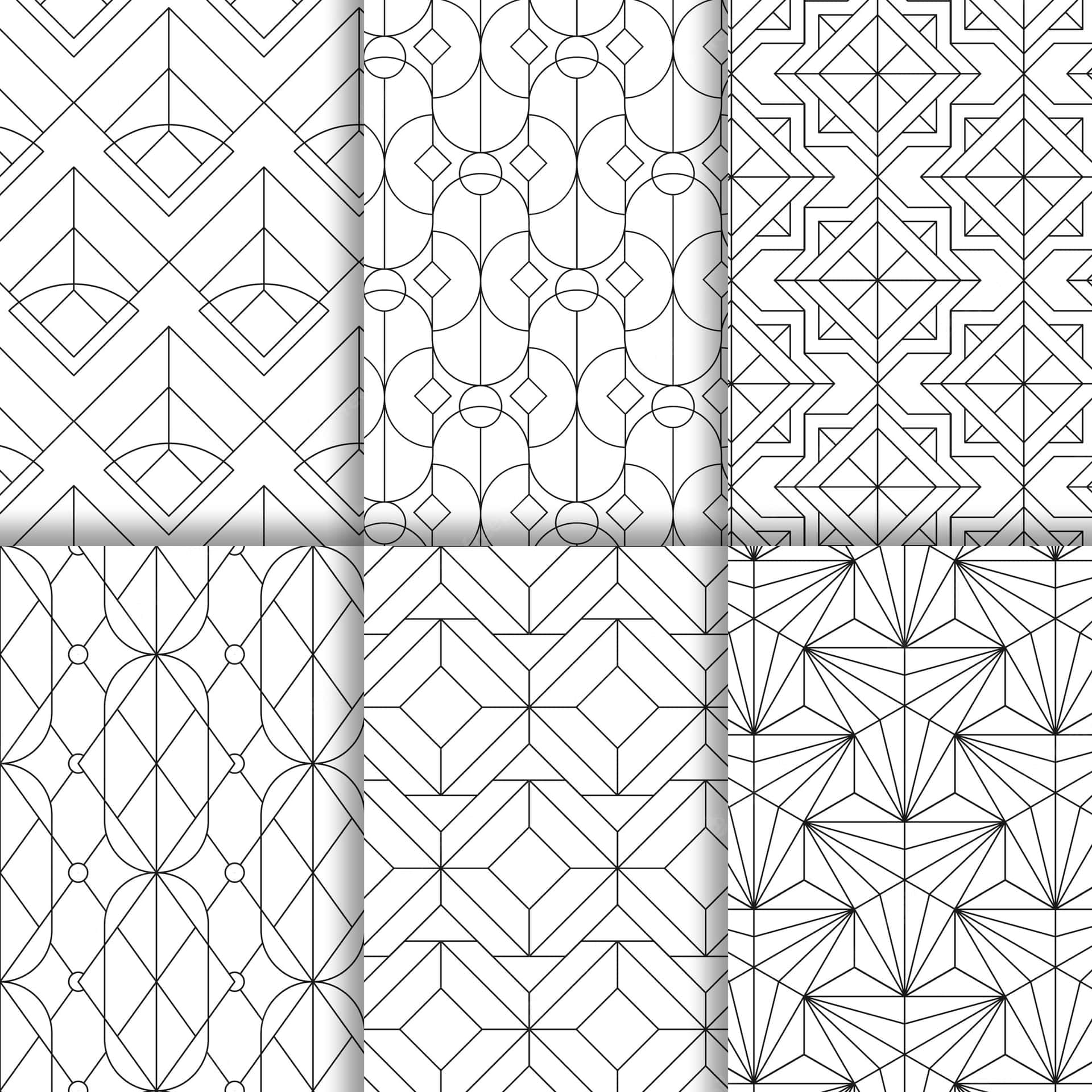 Seisimágenes De Collage De Patrones Geométricos.
