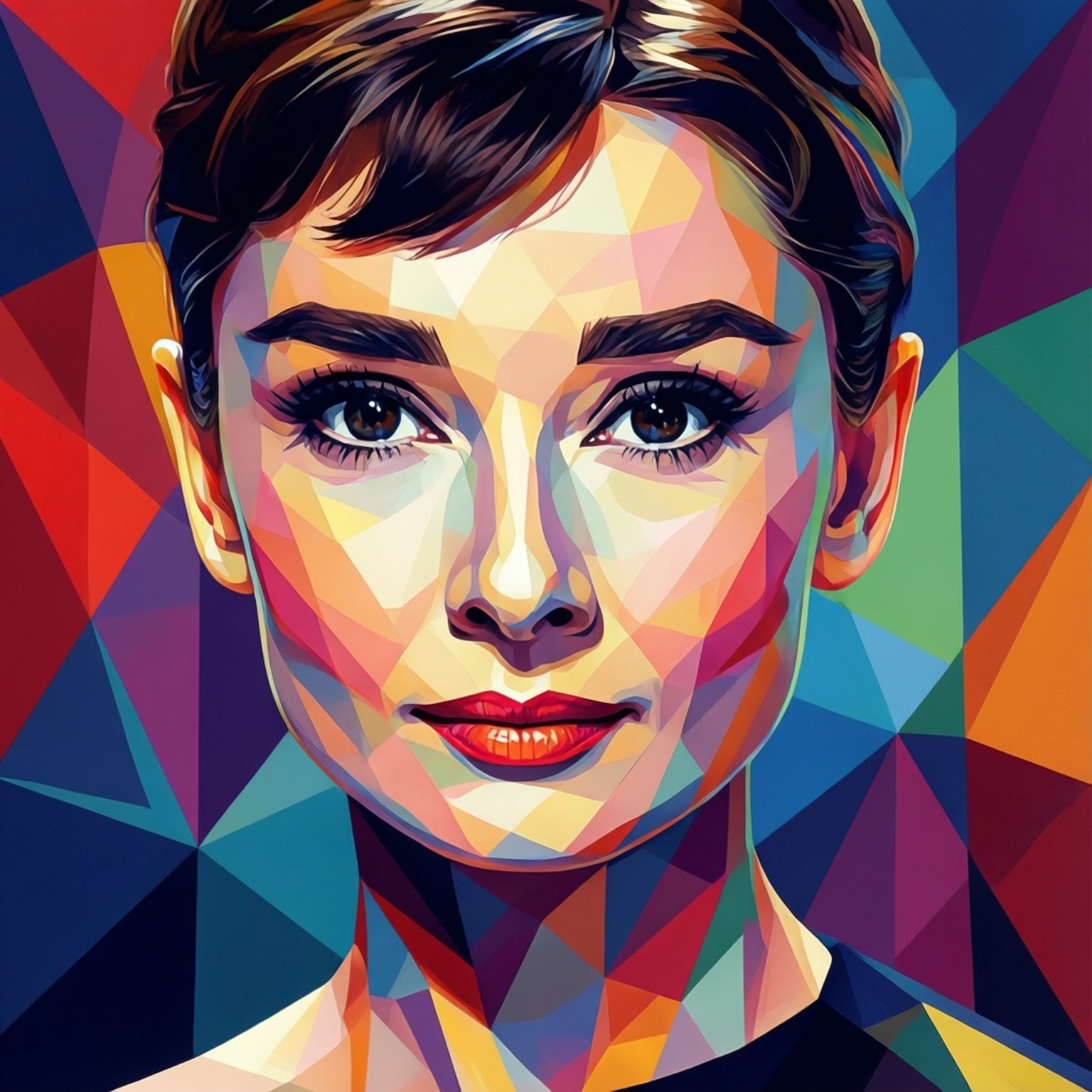 Moderne abstrakt geometrisk portræt af Audrey Hepburn.
