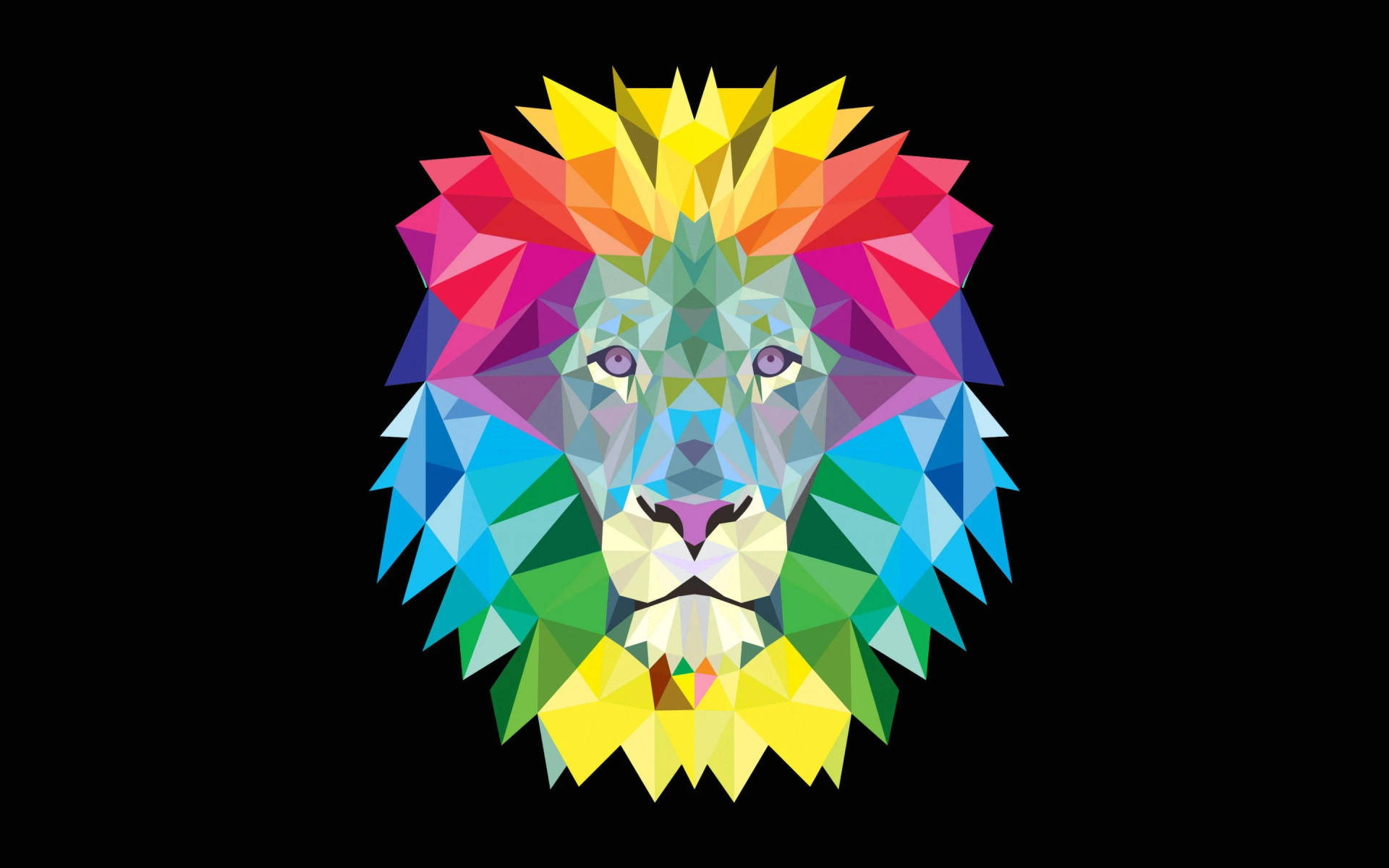 Geometrisk Rainbow Lion Hoved Wallpaper