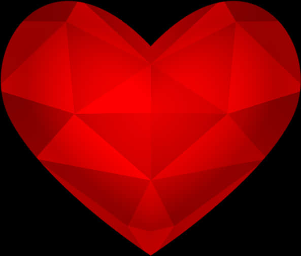 Geometric Red Heart Design PNG