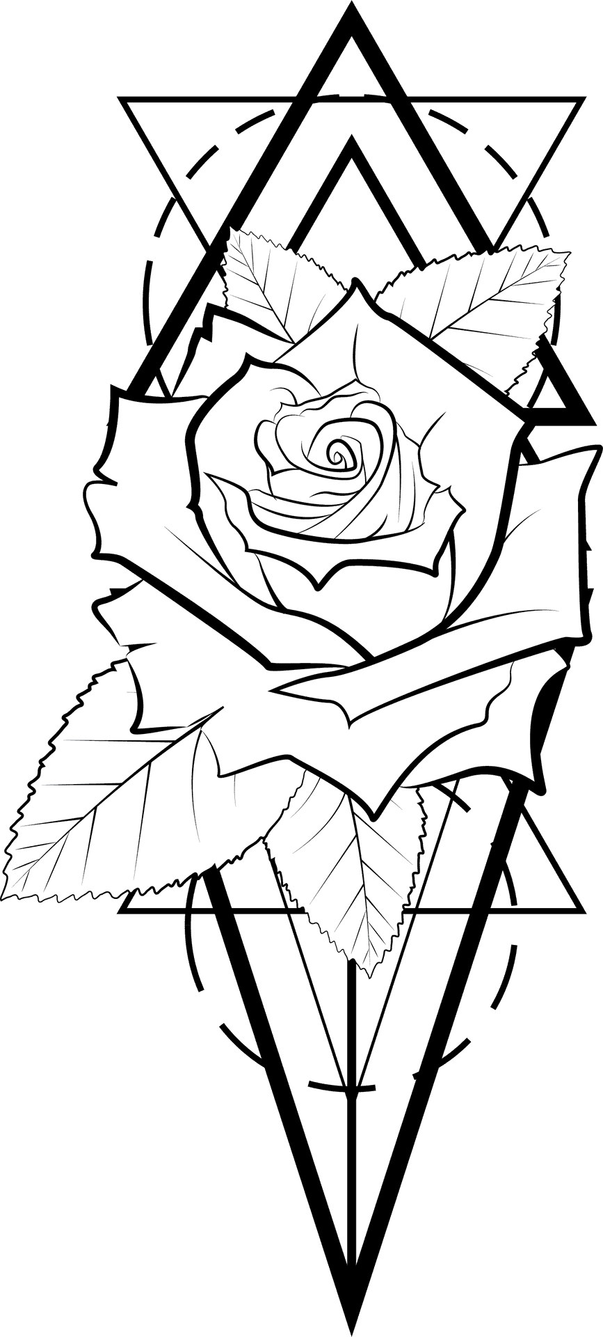 Geometric Rose Tattoo Design PNG
