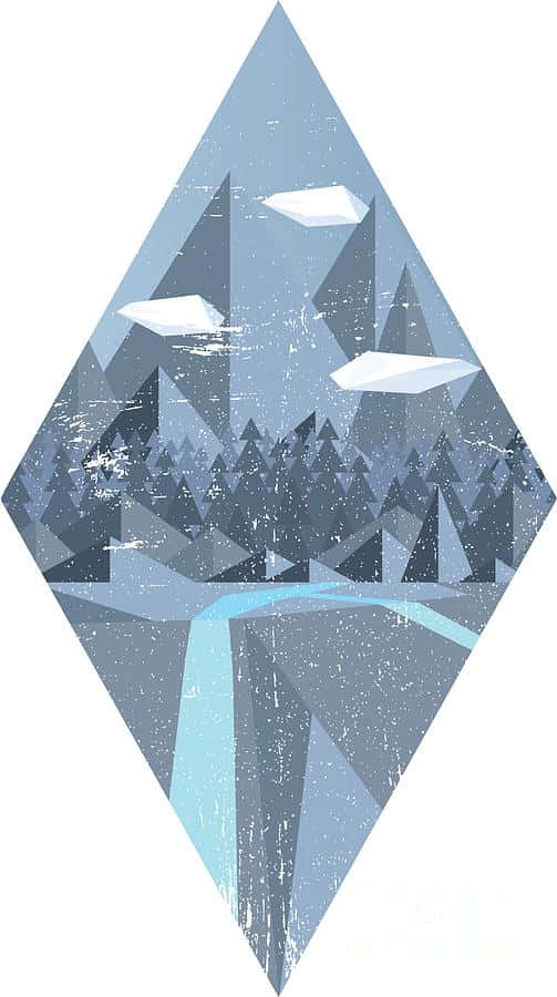 Gråadiamantformade Skogsbilder Med Geometriska Figurer.