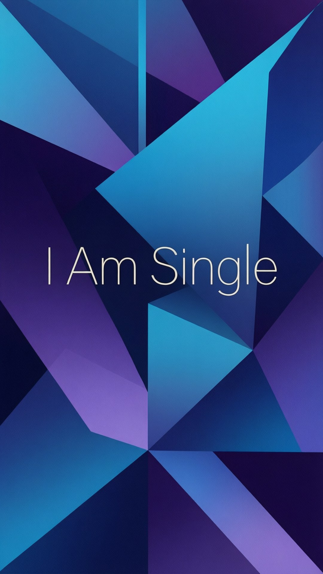 Wallpaper modern dengan bentuk geometris abstrak dan 'I Am Single' dalam font tipis.