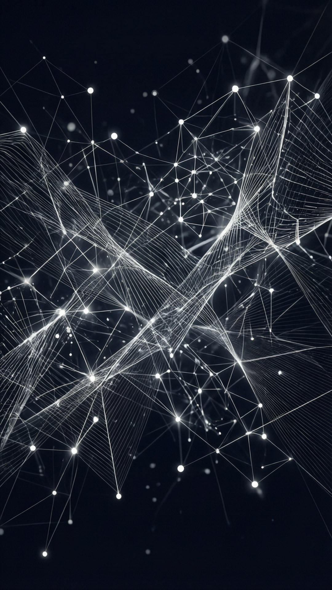 Et futuristisk geometrisk mønster i svart og hvitt for en teknisk mørk bakgrunn.
