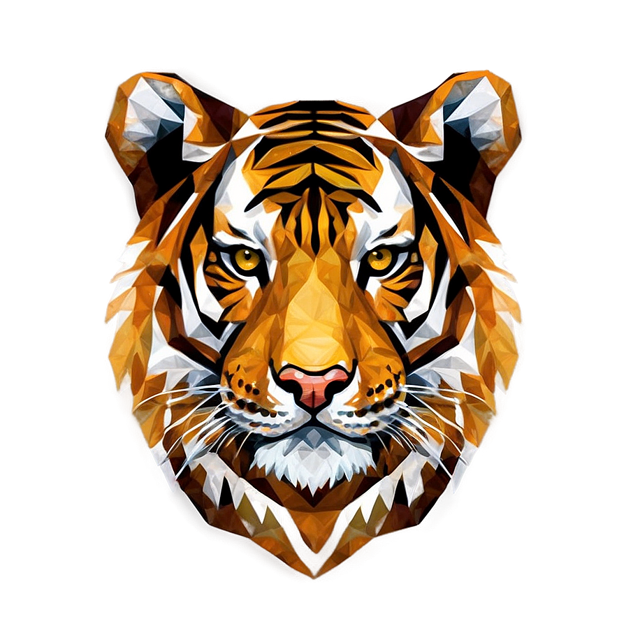 Geometric Tiger Face Design Png Bwy PNG