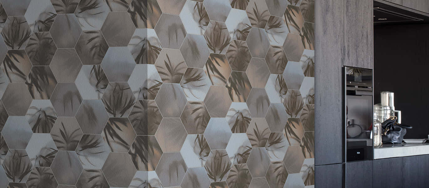 Geometric Tile Feature Wall Kitchen Wallpaper