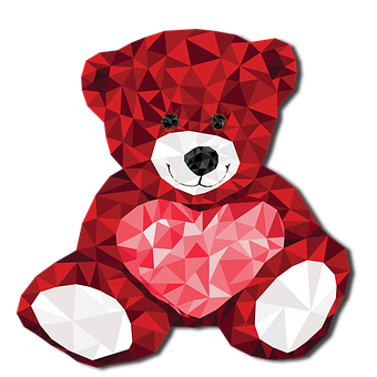 Geometric Valentine Teddy Bear PNG