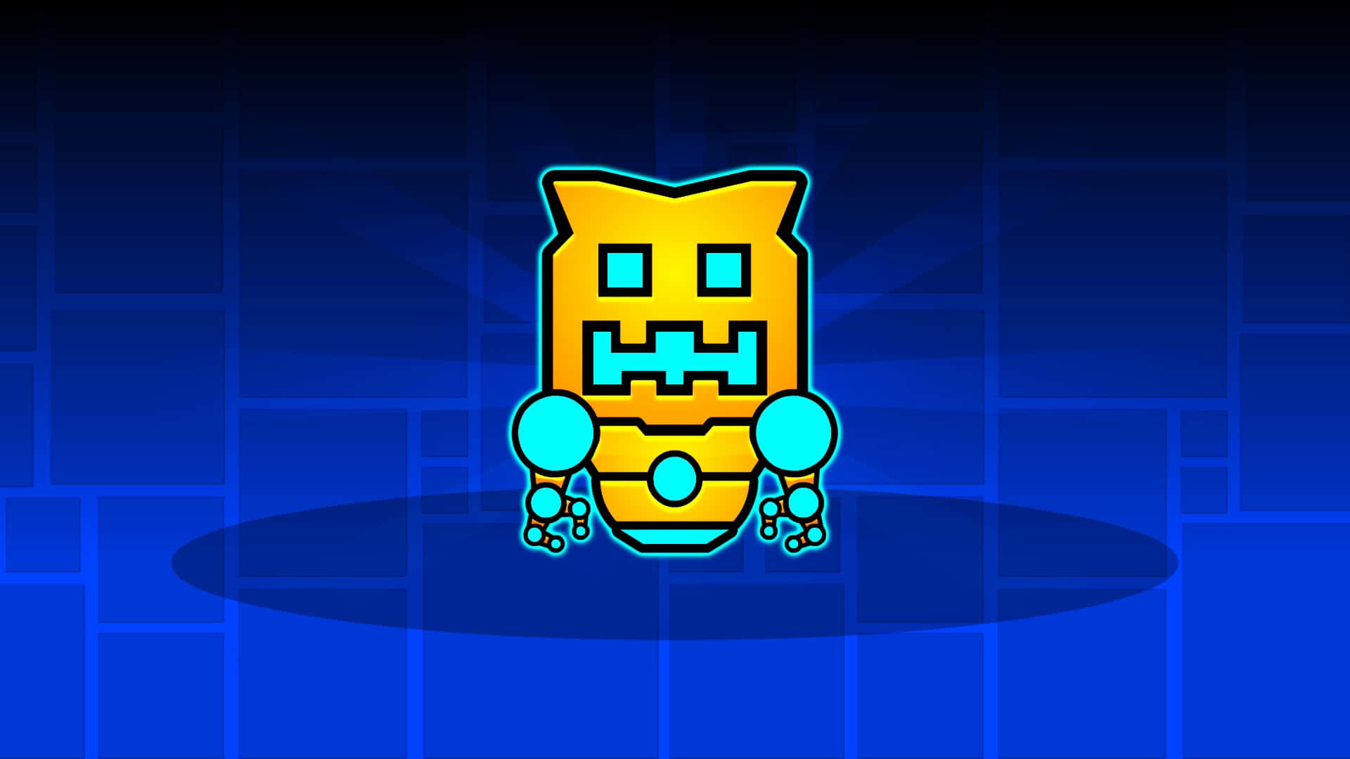 Enblå Och Gul Robot Med En Gul Ansikte