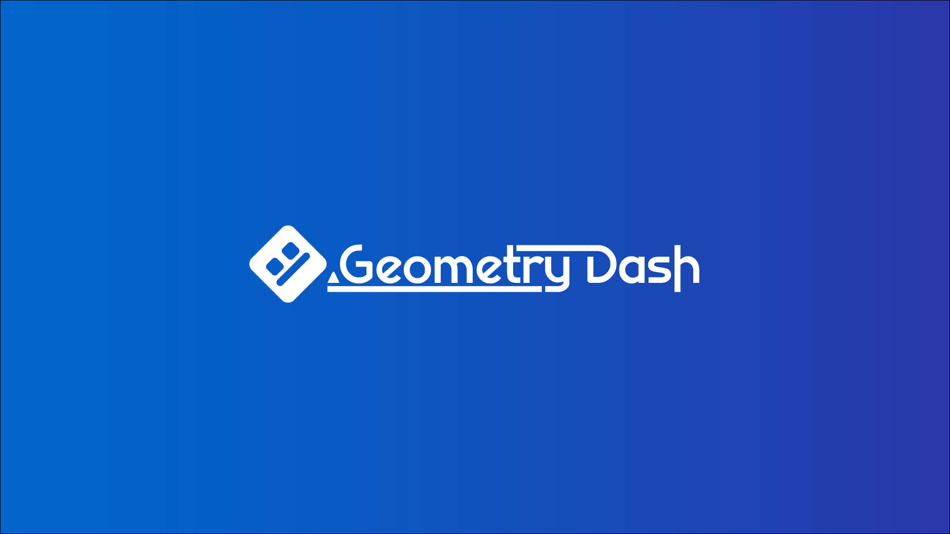 White Geometry Dash Logo On Blue Wallpaper