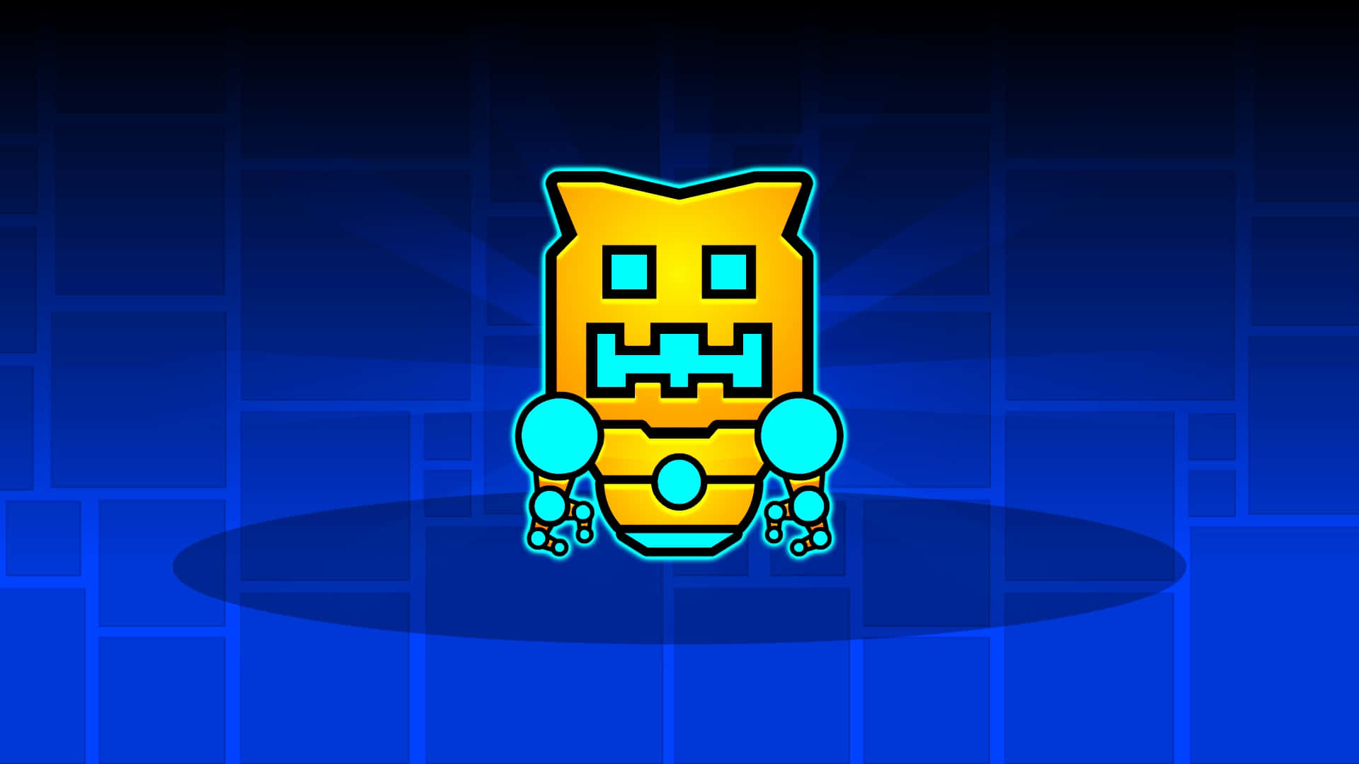 Geometry Dash Gold Character In Armor Wallpaper
