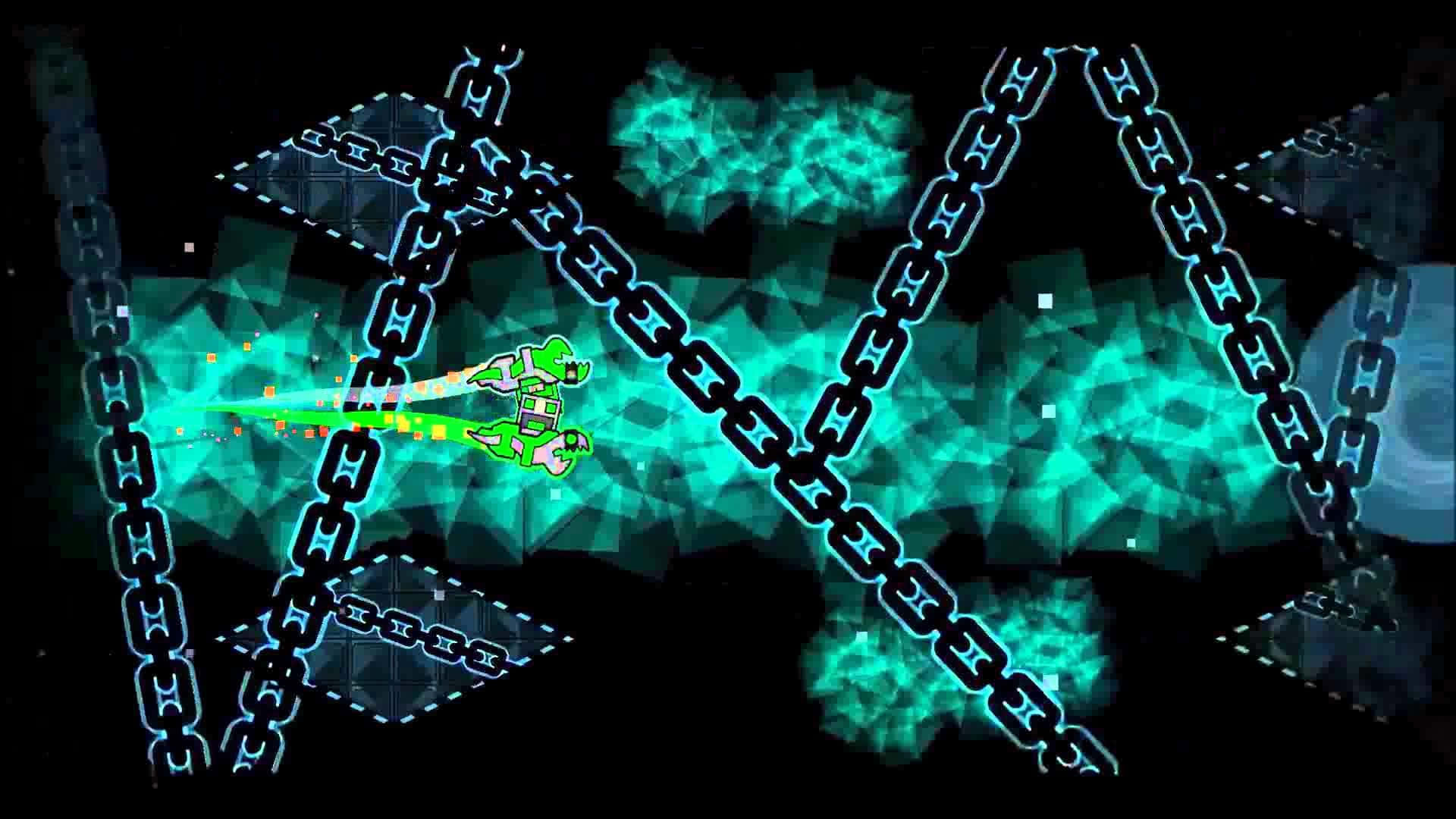Geometry Dash Level With Chains Wallpaper