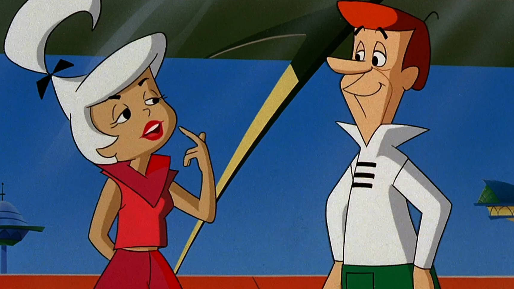Download Caption: George Jetson and his daughter Judy sharing a special moment. Wallpaper