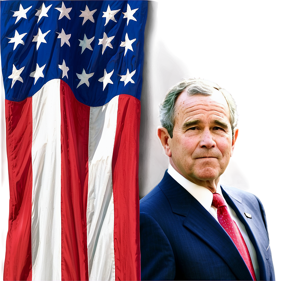 George Bush With Flag Png 06242024 PNG