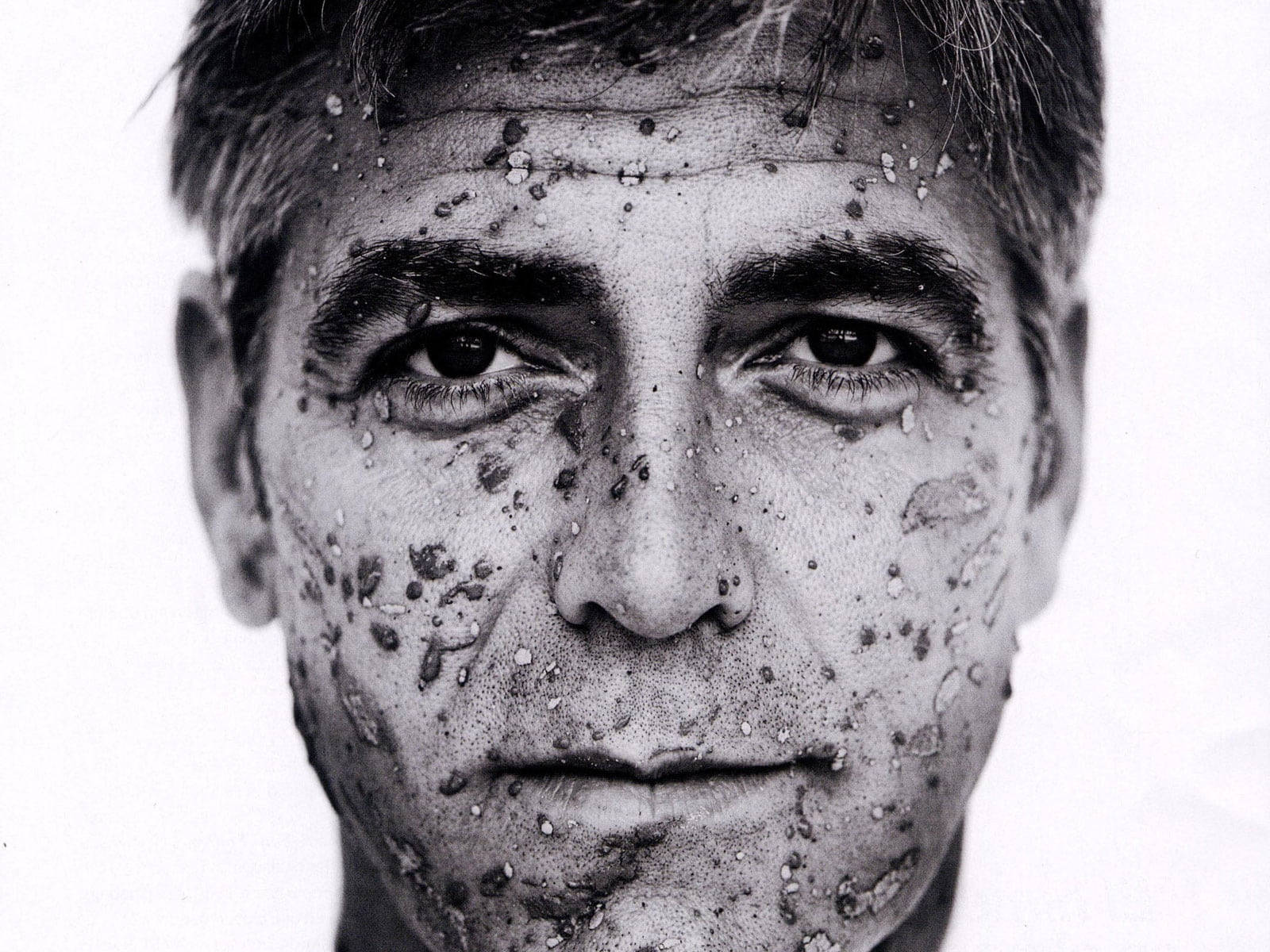 George Clooney Black And White Face Photo Wallpaper