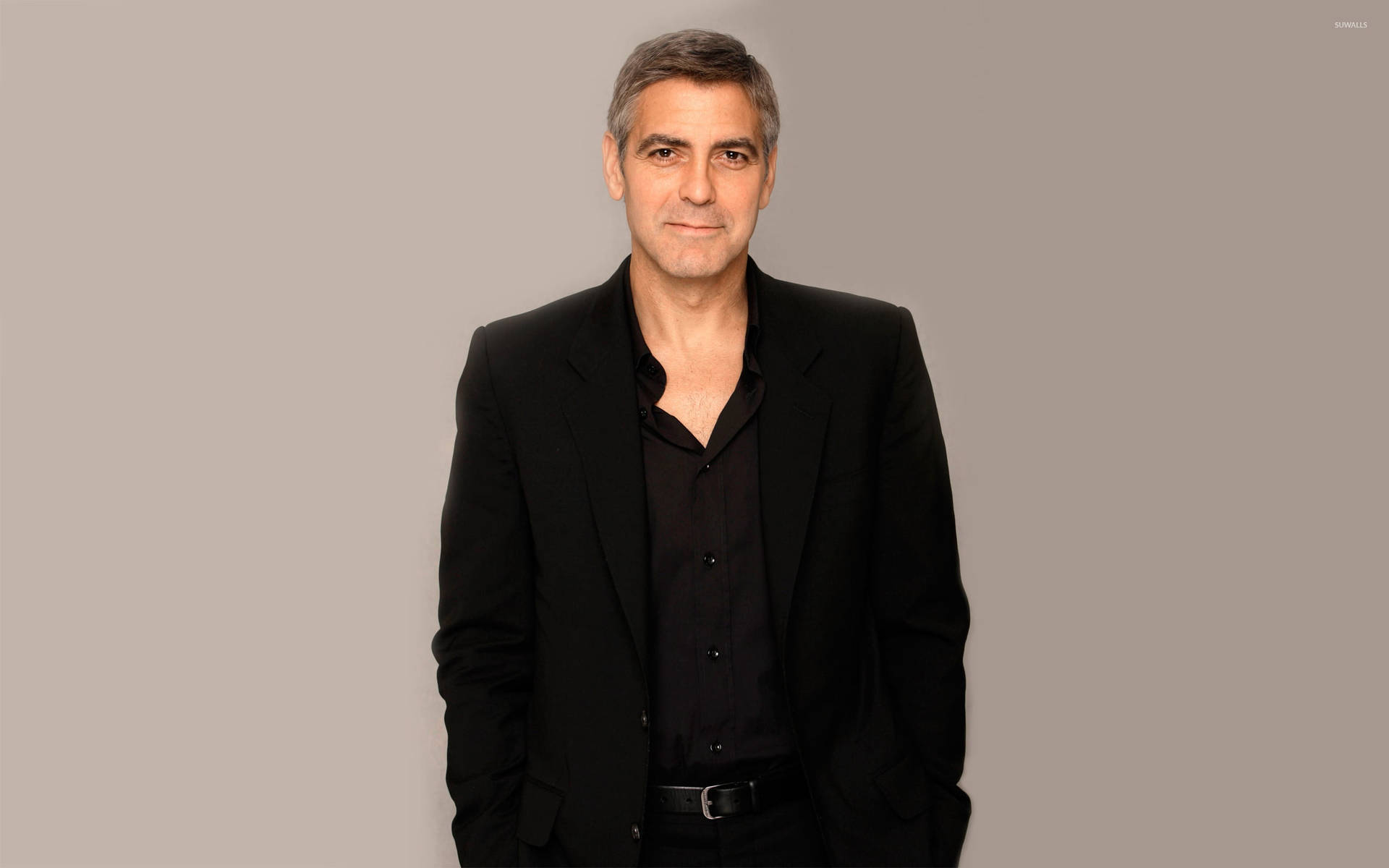 George Clooney Gray Background Wallpaper