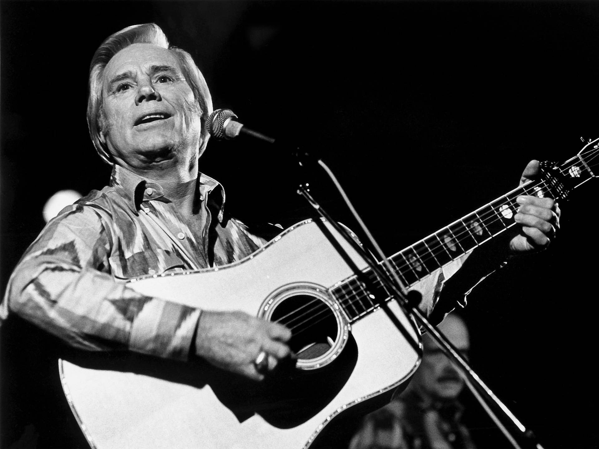 George Jones Playing Guitar Concert Photography Background