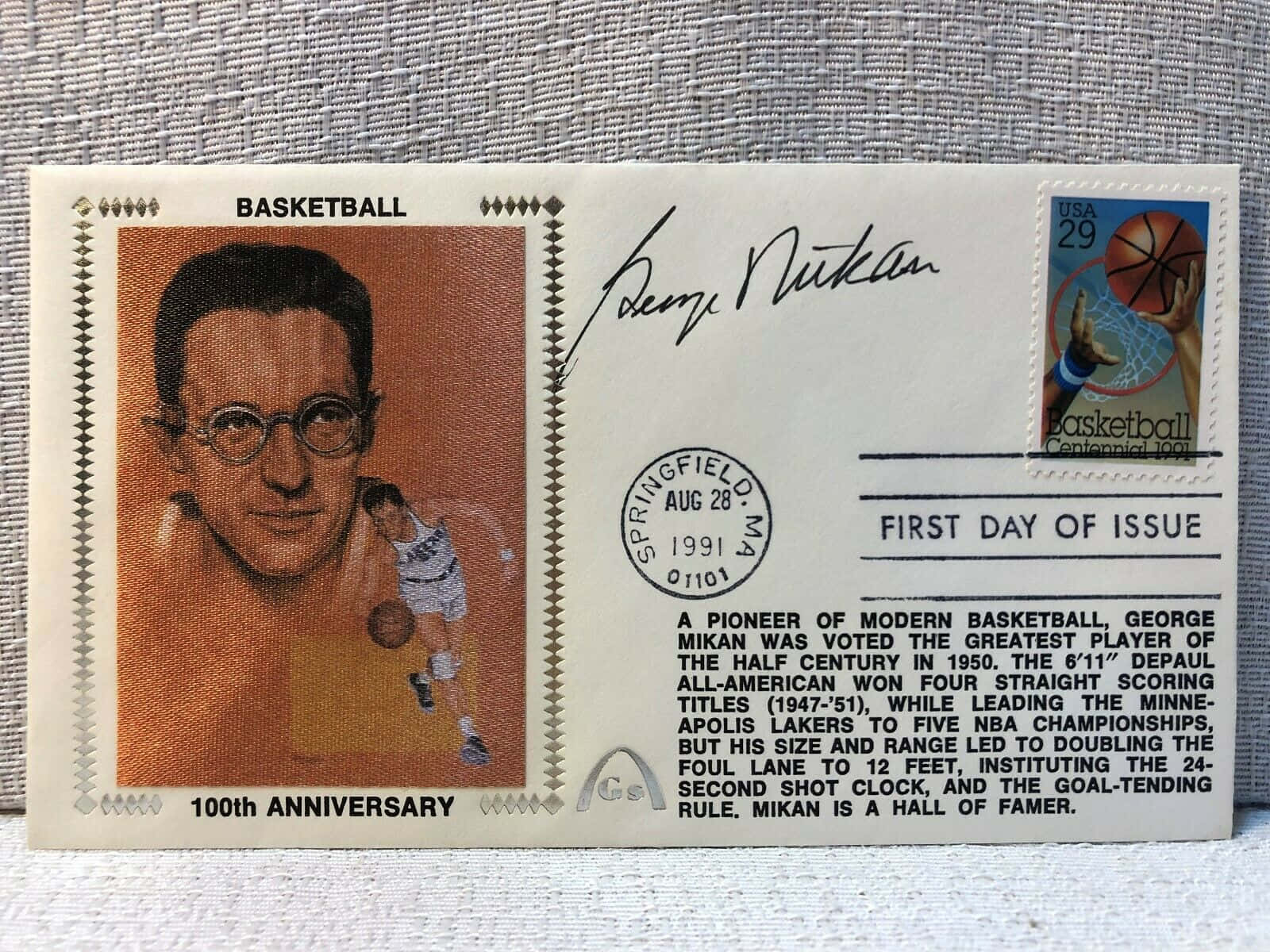 George Mikan Autograph Signed Post Card Wallpaper