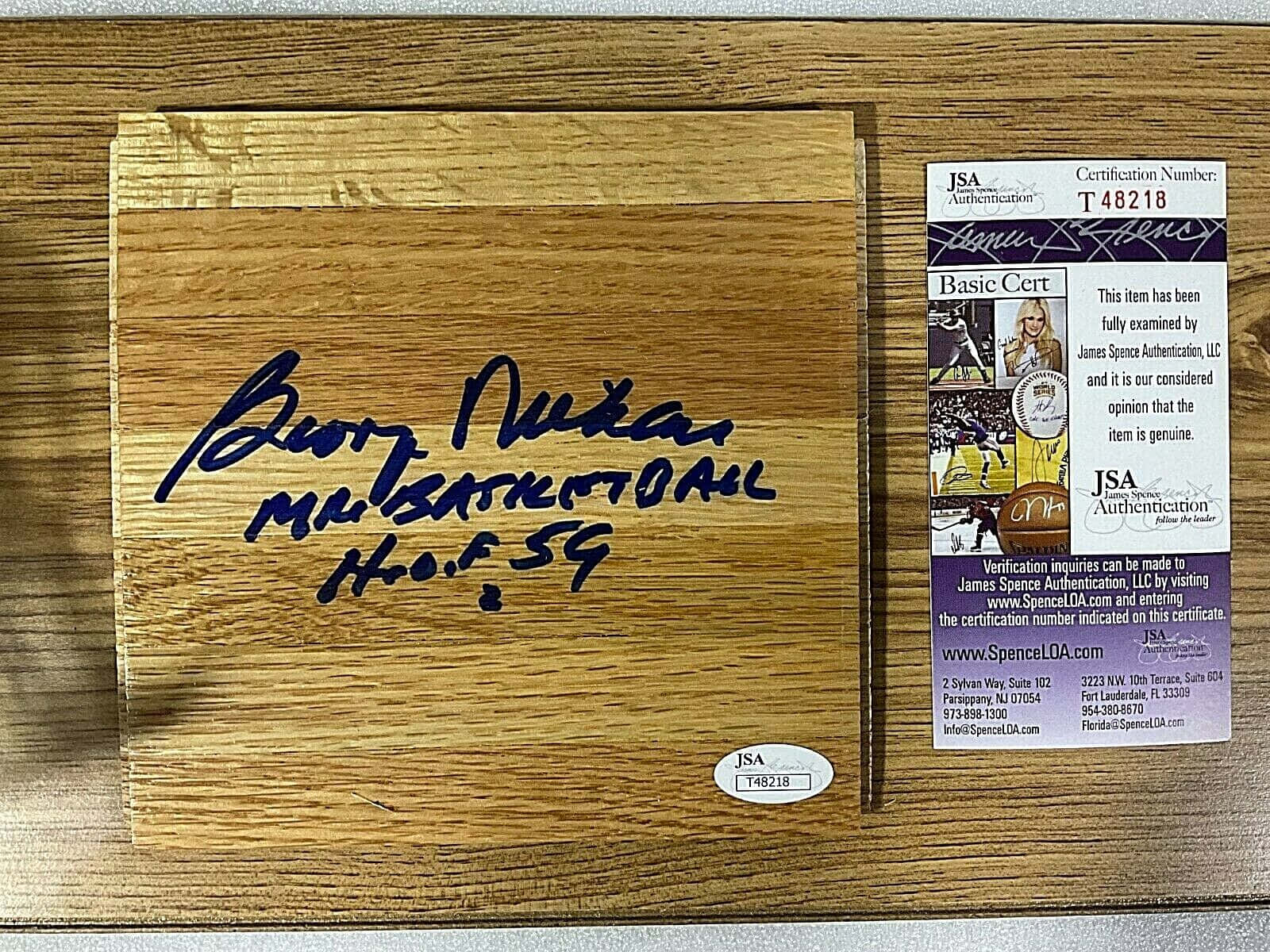 George Mikan Signed Piece Of Wood Floorboard Wallpaper