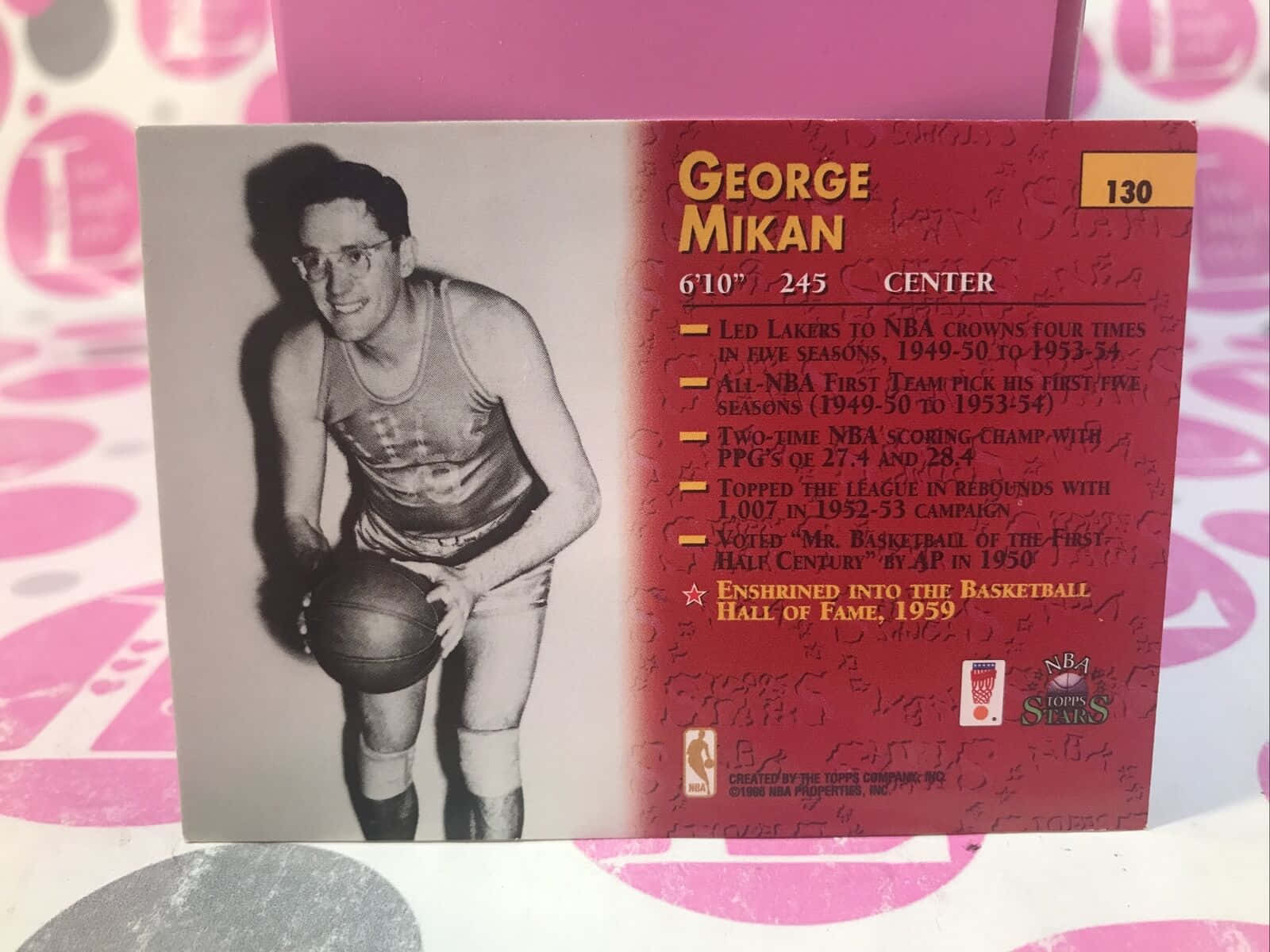 George Mikan Topps NBA Stjerner #130 Tapet Wallpaper