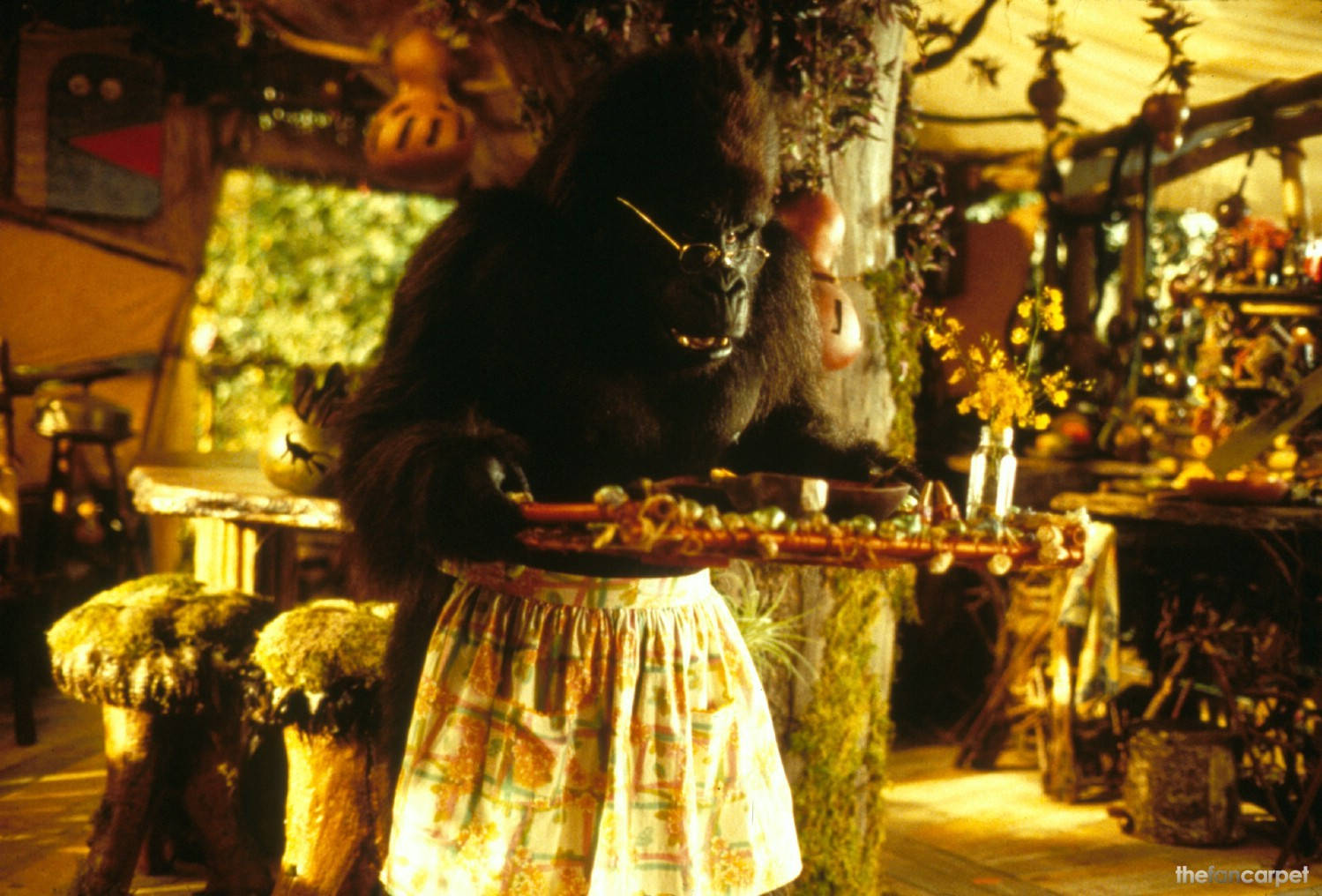 Ape Serving Food to George in the Jungle Wallpaper