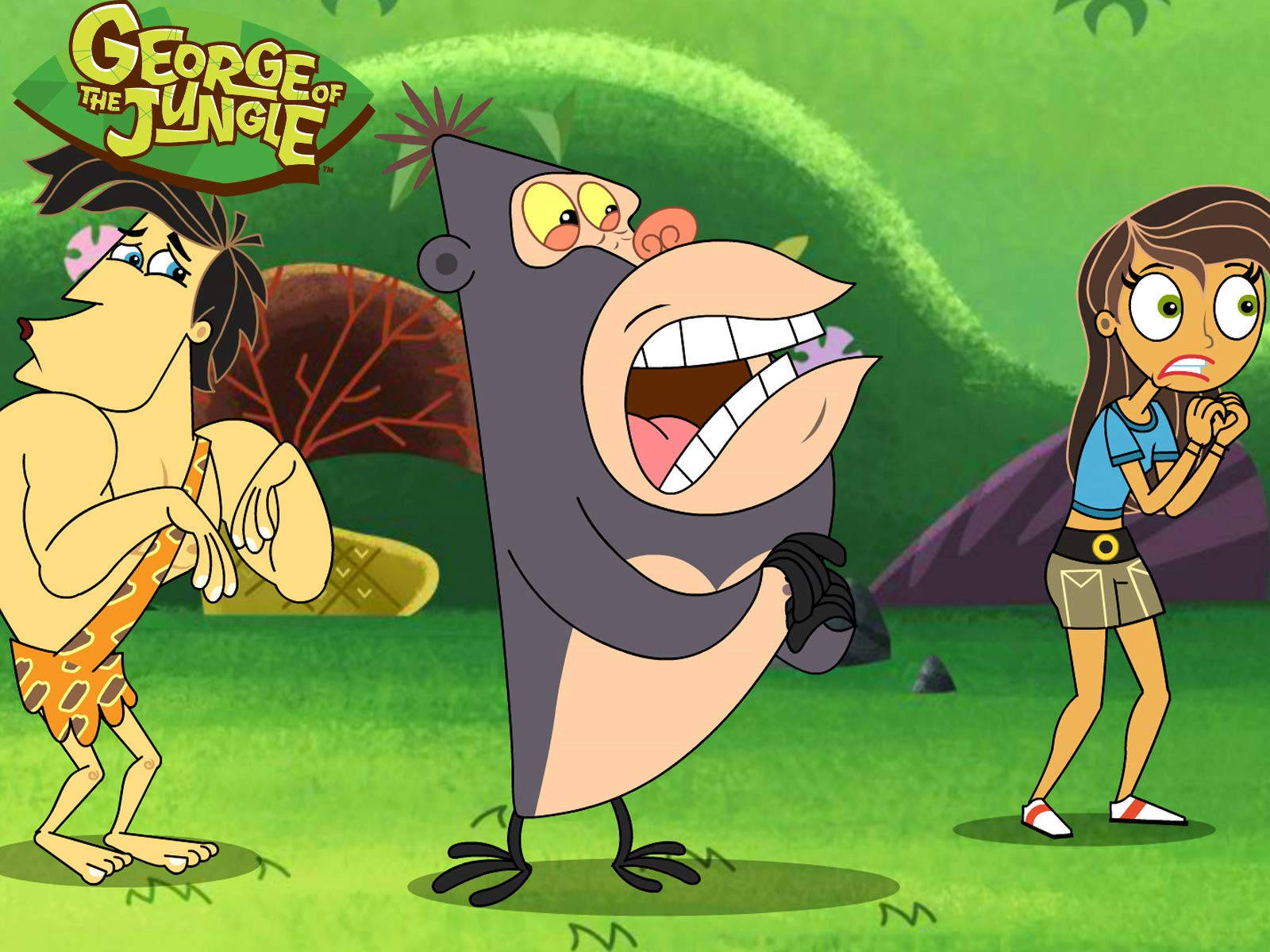 George Of The Jungle Characters Panicking Wallpaper