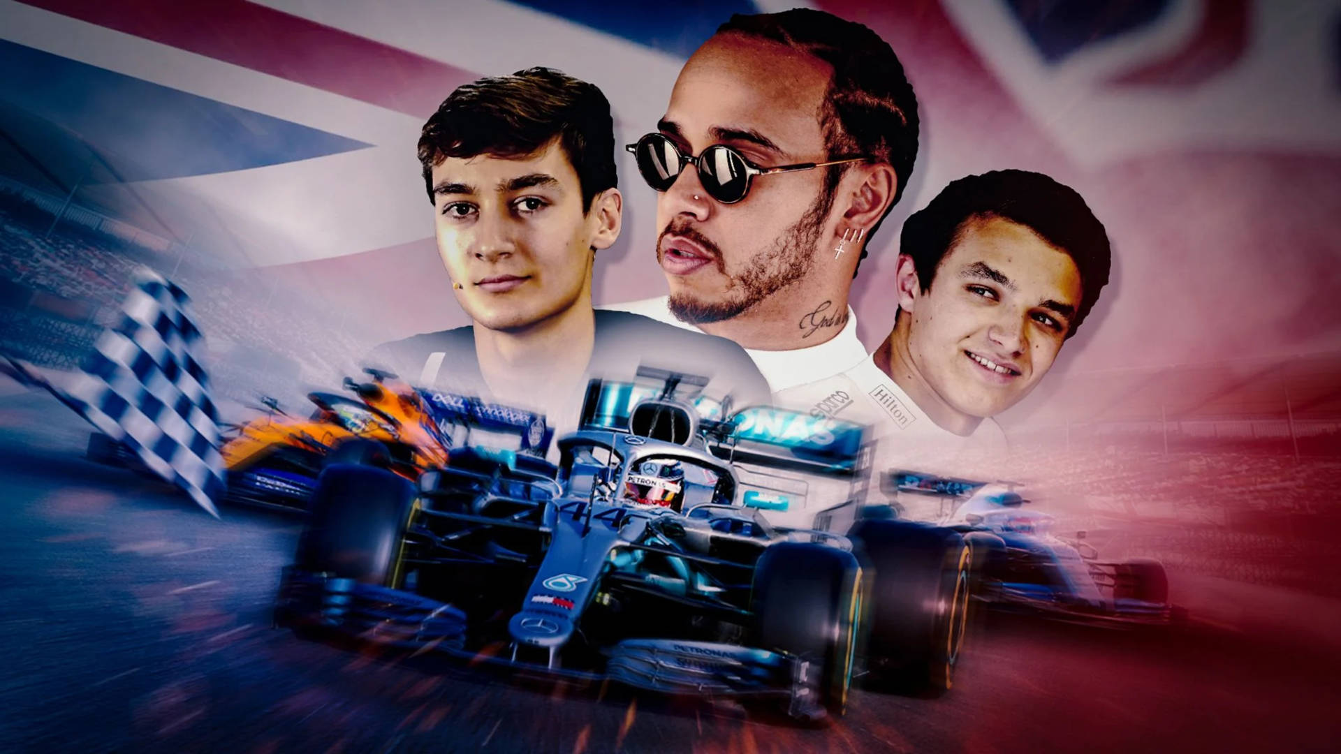Georgerussel Med Två F1-racers. Wallpaper