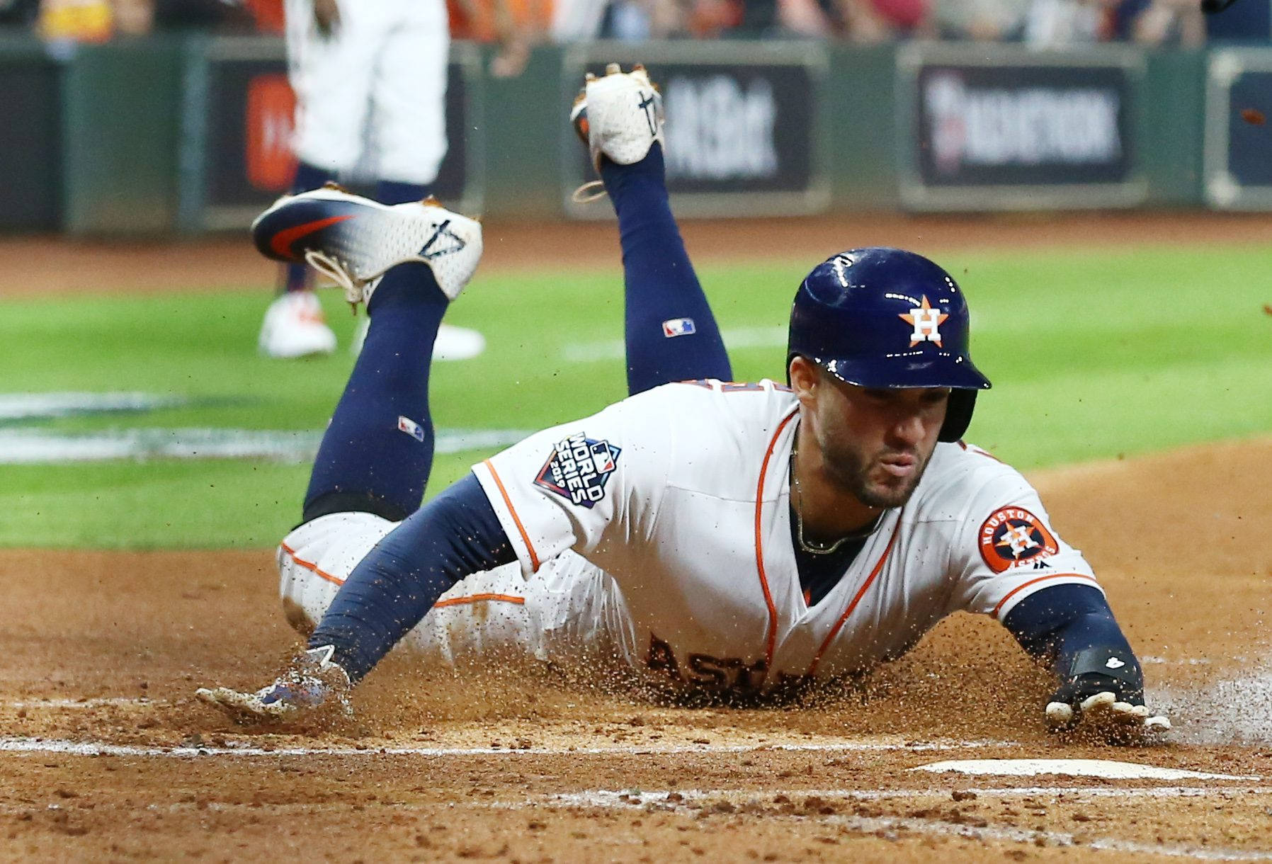 Download George Springer Baseball Player Diving On The Ground Wallpaper