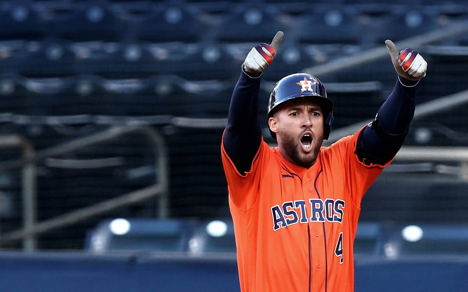 Download George Springer Playing For Houston Astros Wallpaper