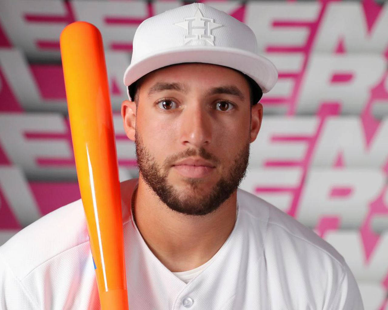 George Springer Wearing A White Shirt And Cap Wallpaper
