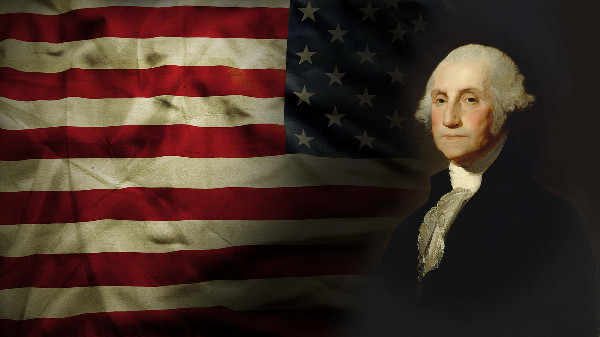 Georgewashington Och Den Amerikanska Flaggan.