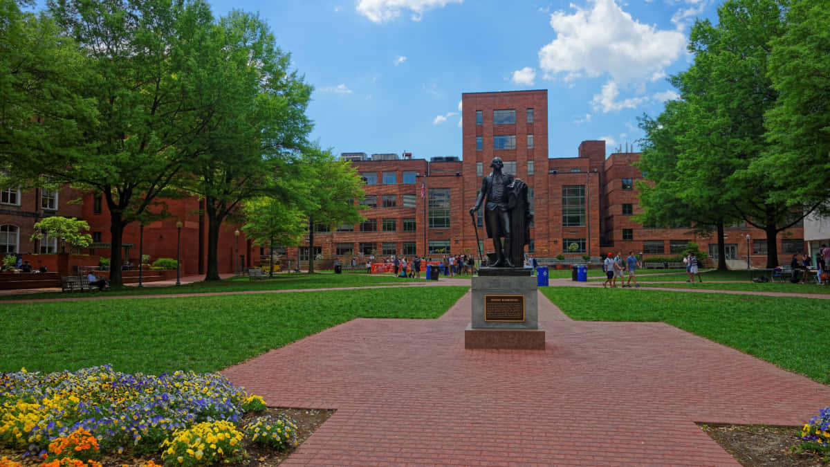 George Washington University Statue With Grass Wallpaper
