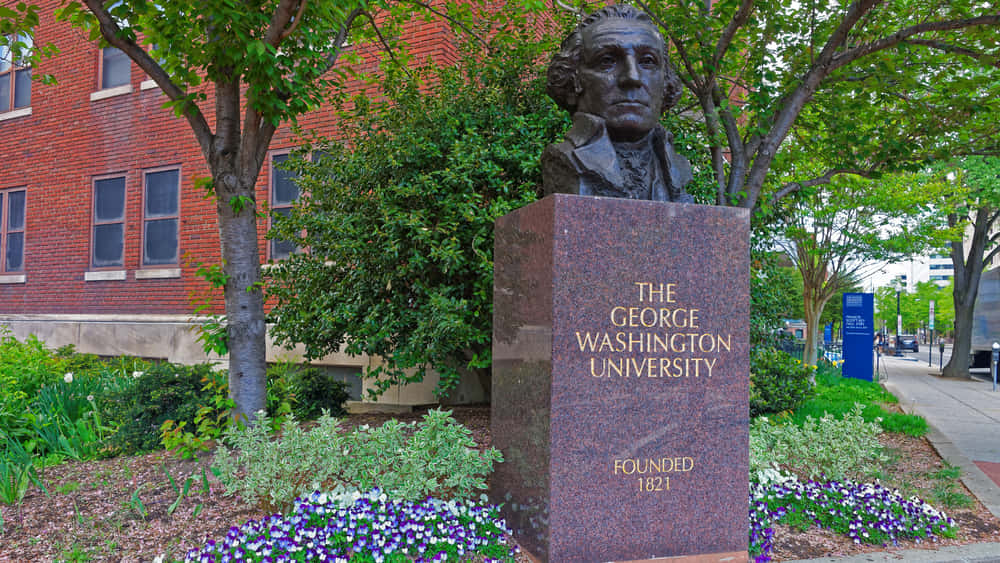 George Washington University Statue With Trees Picture