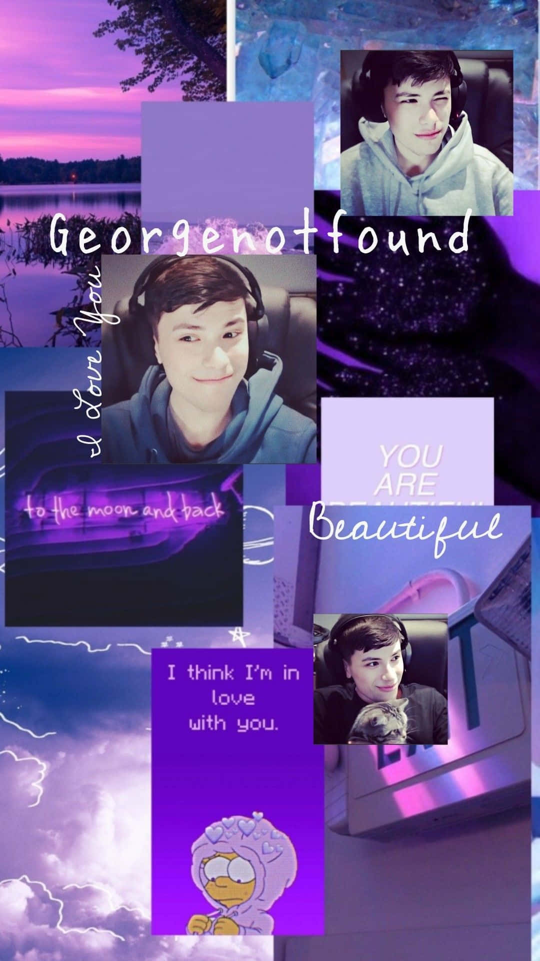 GeorgeNotFound Neon Purple Photo Collage Wallpaper