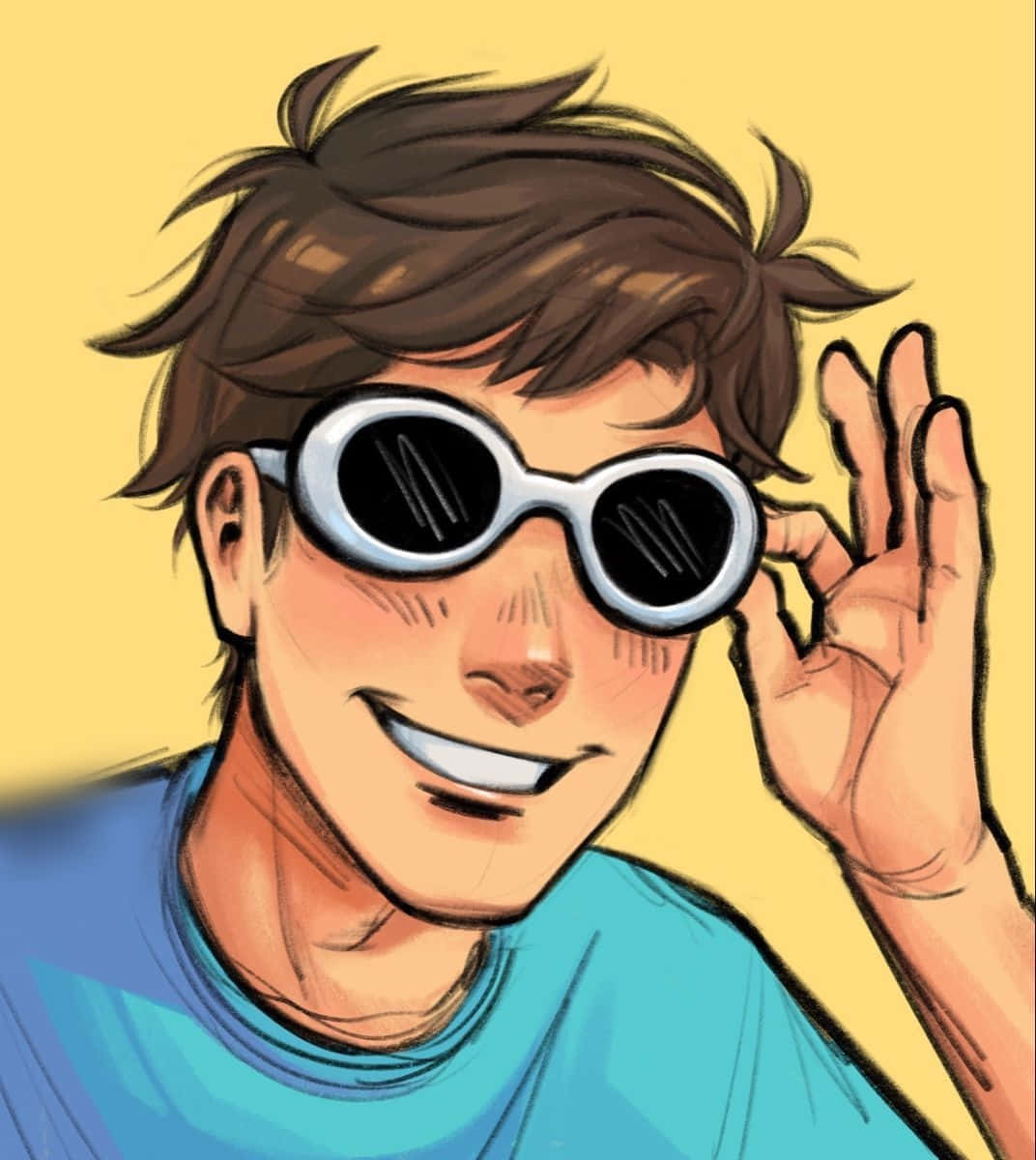 GeorgeNotFound Wearing Sunglasses And Smiling Wallpaper
