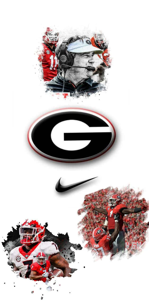 Equipode Los Georgia Bulldogs Y Logotipo De Nike Para El Teléfono. Fondo de pantalla
