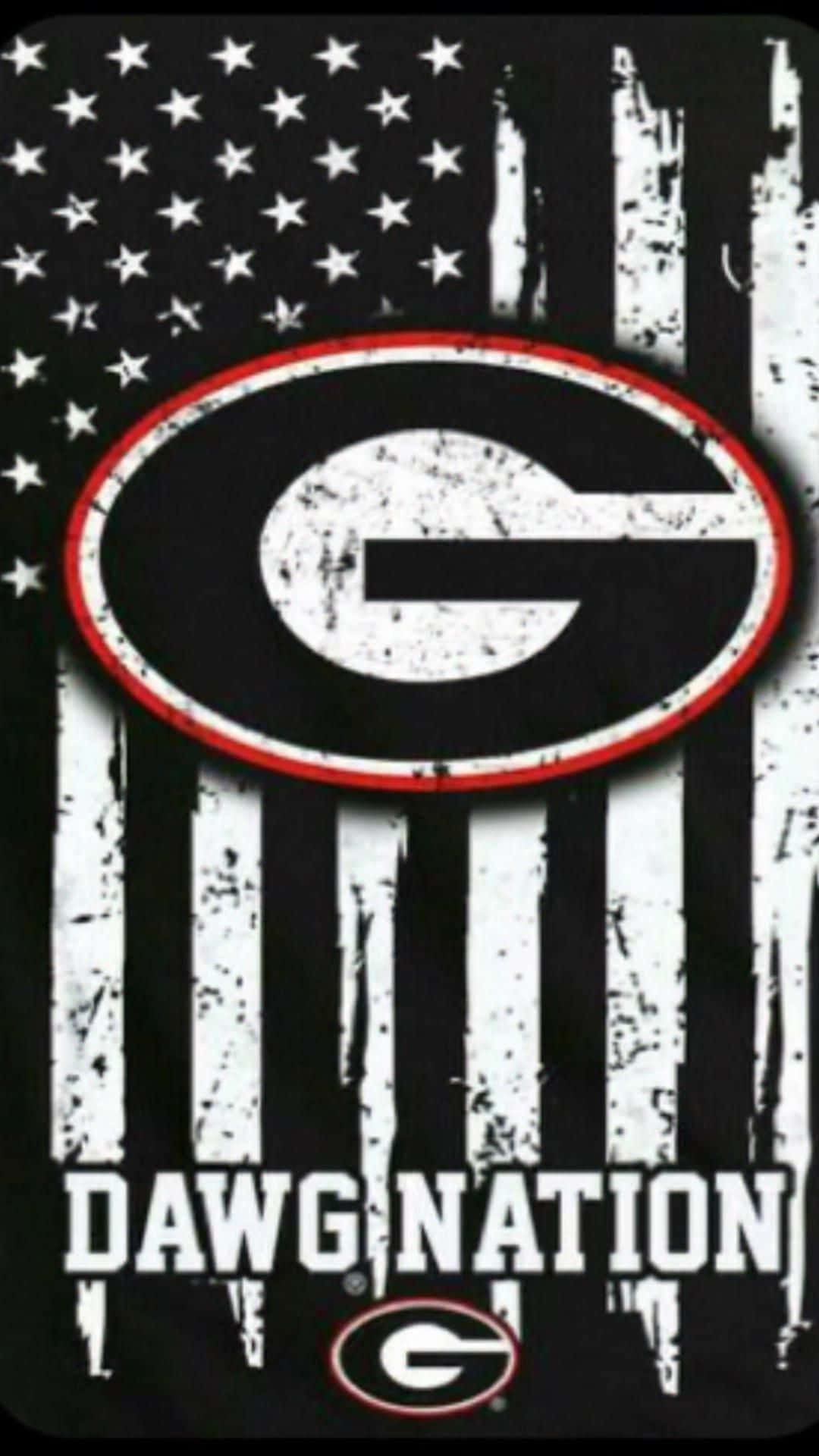 Georgiabulldogs-telefon Med Amerikansk Flagga. Wallpaper