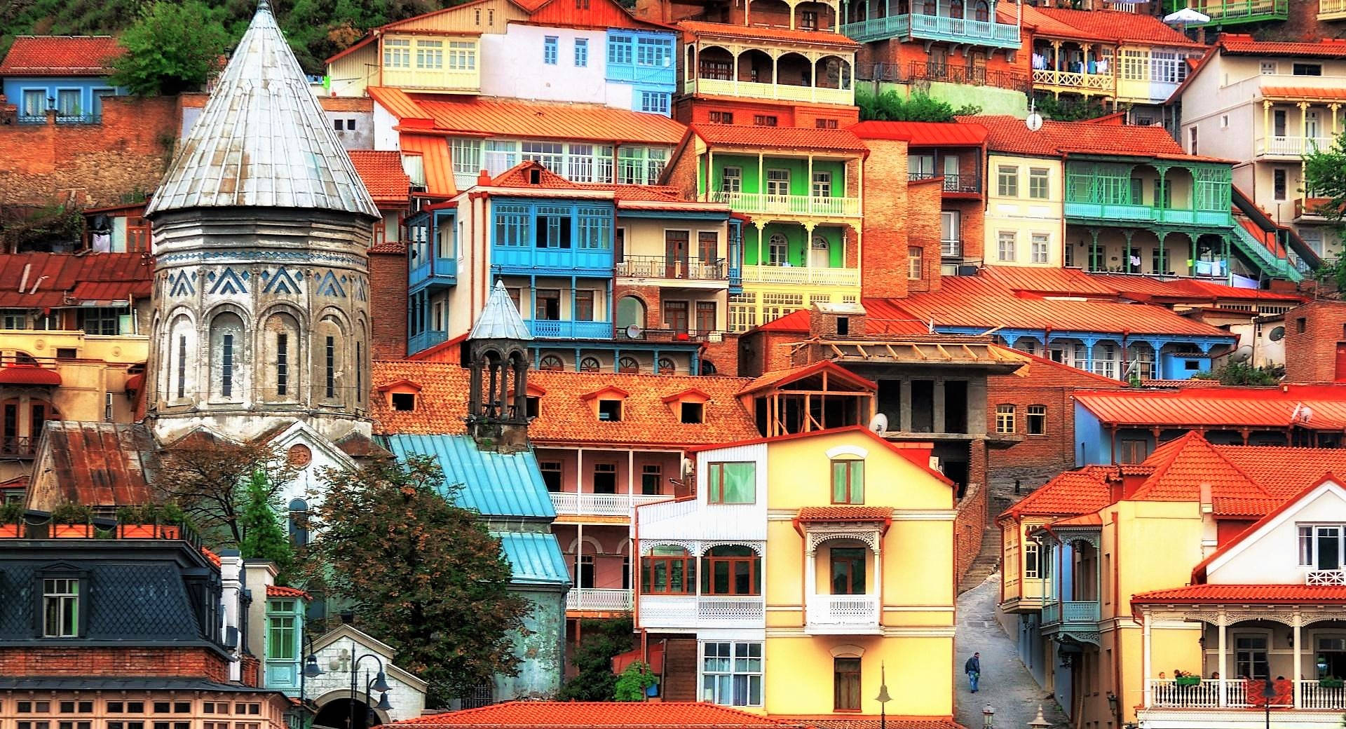 Georgia Tbilisi Houses Wallpaper