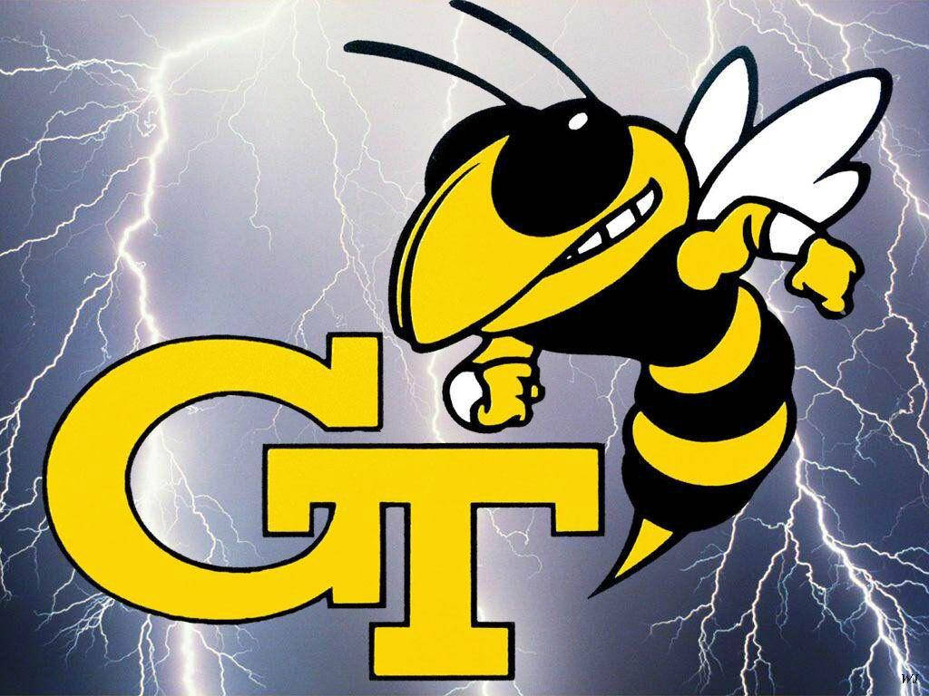 Stunning Lightning Over Georgia Tech with Buzz Mascot Wallpaper