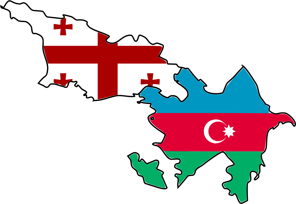 Georgiaand Azerbaijan Mapwith Flags PNG