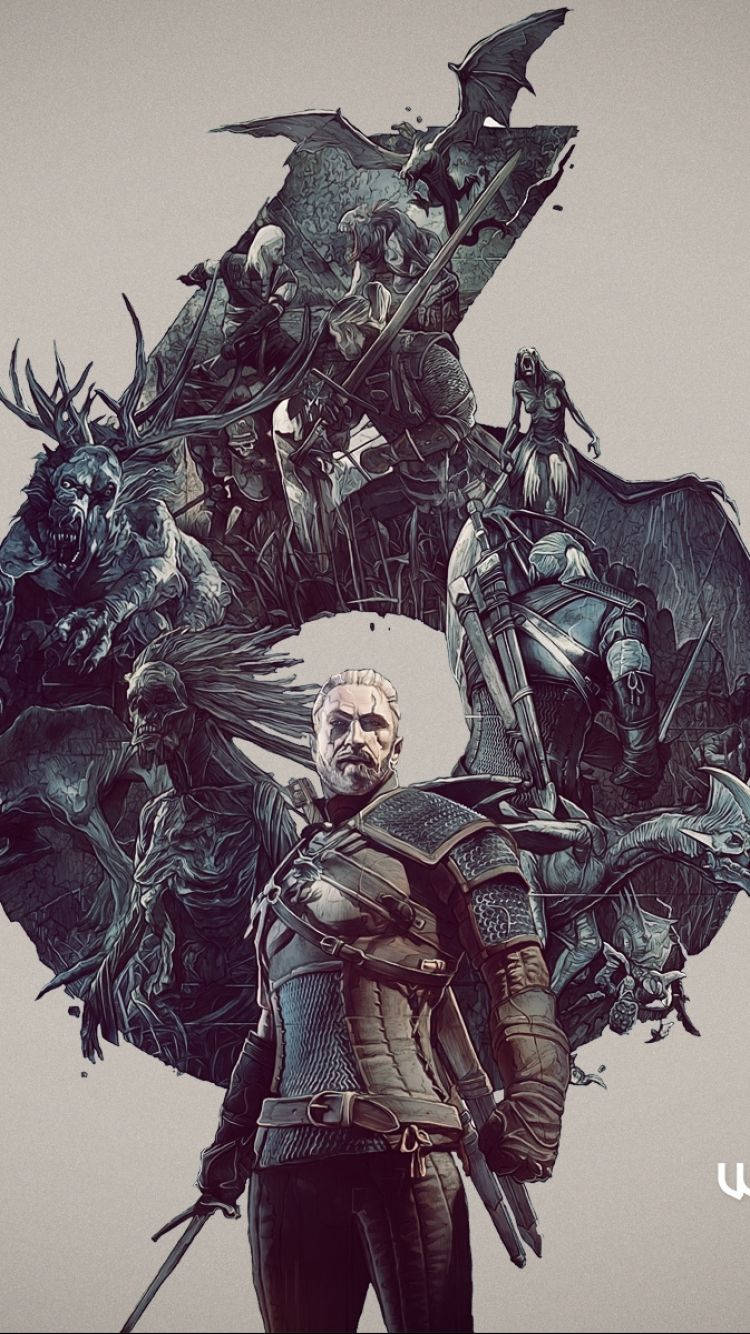 Geralt And Beasts Witcher 3 Iphone Wallpaper