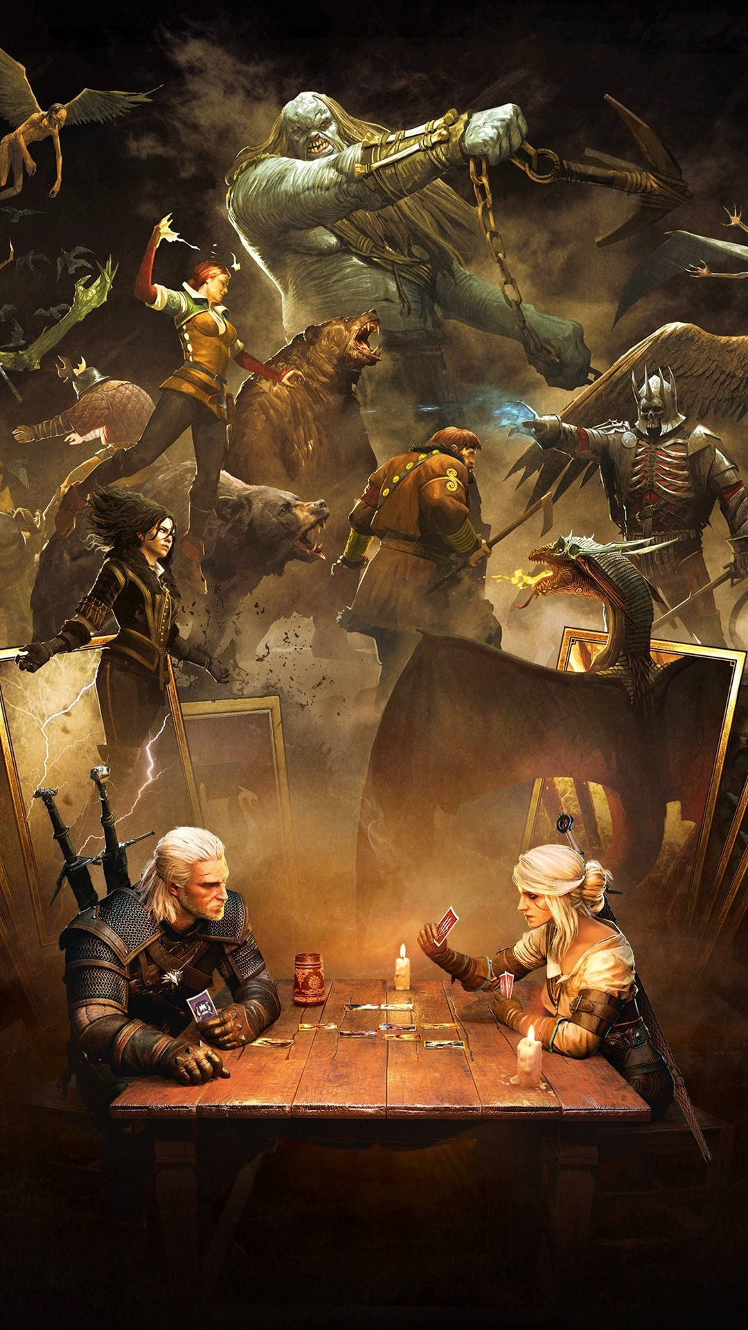 Geralt Ciri, And Their Enemies Witcher 3 Iphone Wallpaper