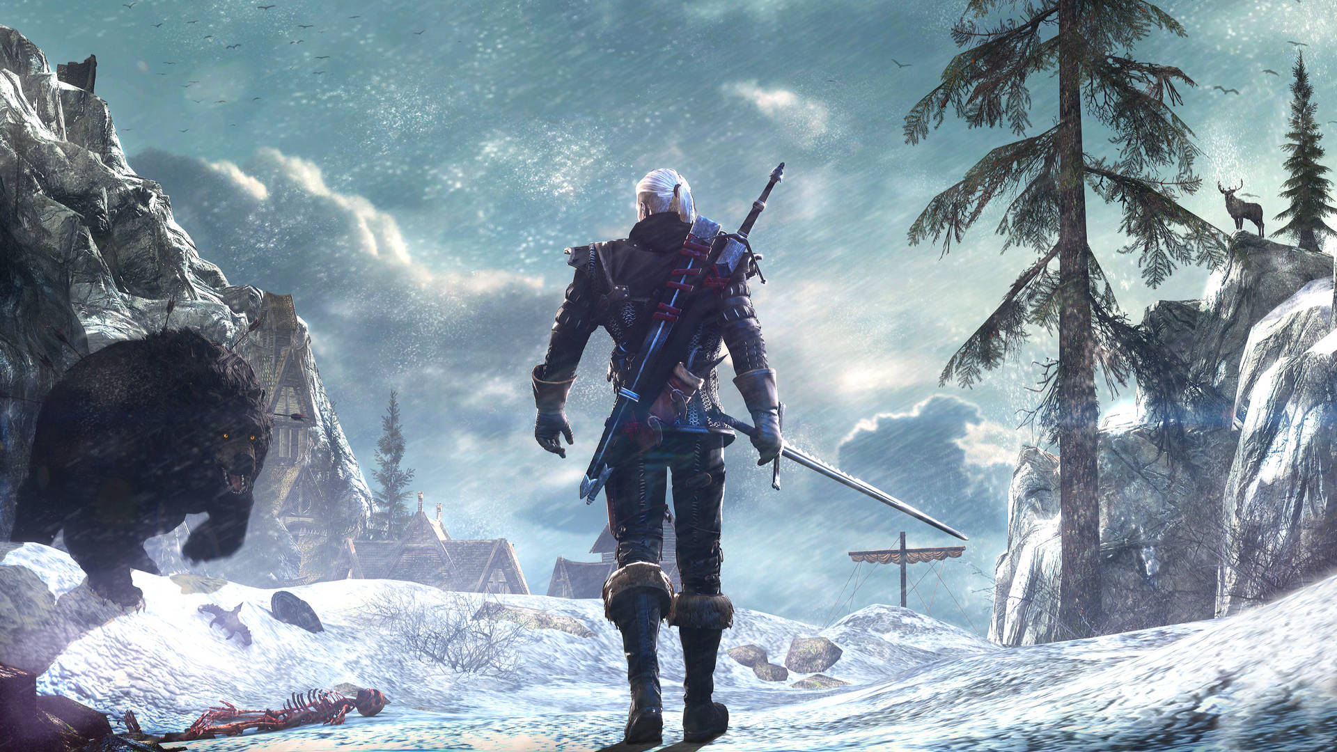 “Geralt of Rivia braving the frost in The Witcher 3: Wild Hunt.” Wallpaper
