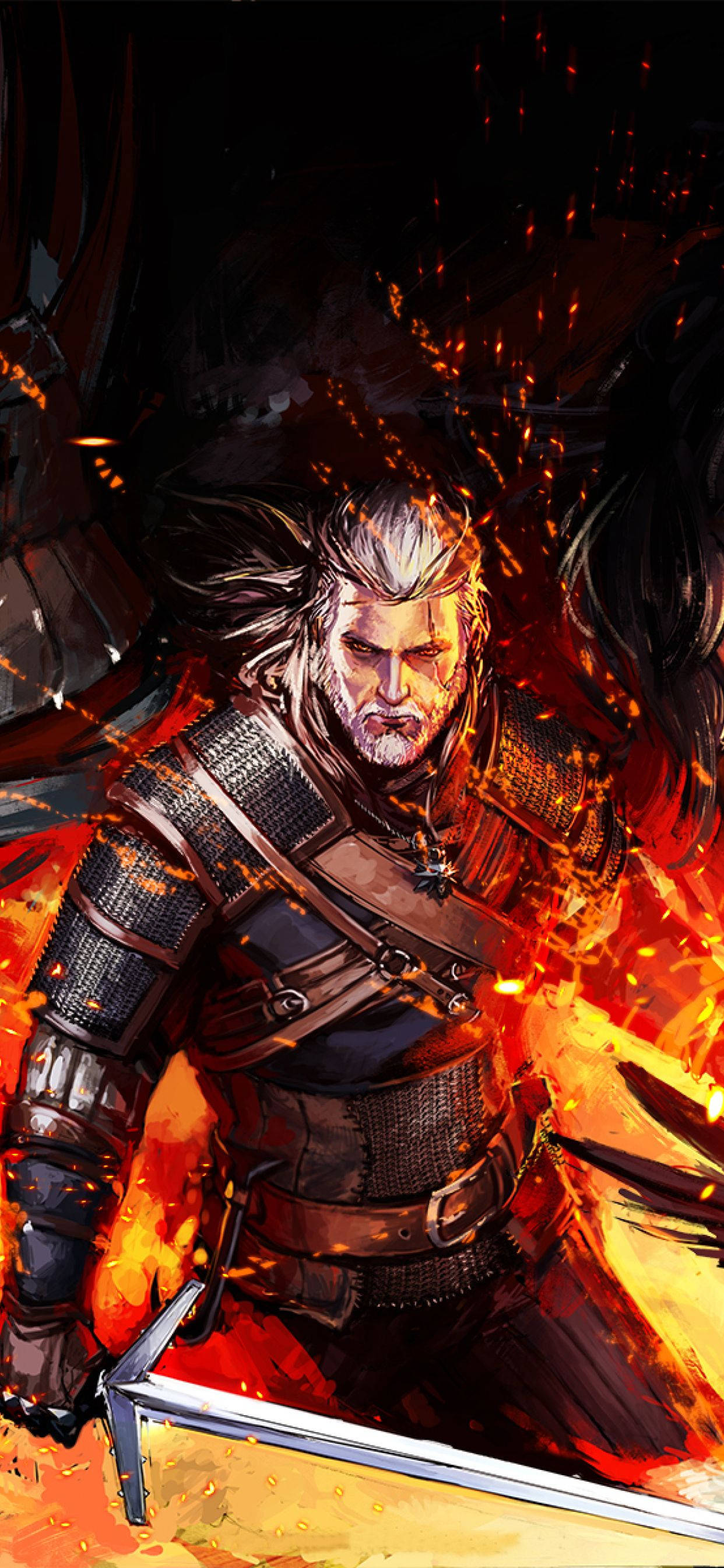 Download Geralt Using Igni In Witcher 3 Iphone Wallpaper 