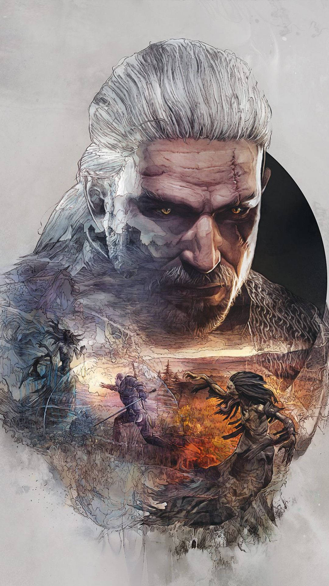 Geralt Vs The Noonwraith Witcher 3 Iphone Wallpaper