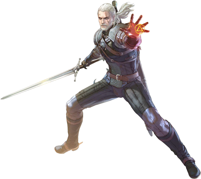 Geralt_with_ Sword_and_ Magic PNG