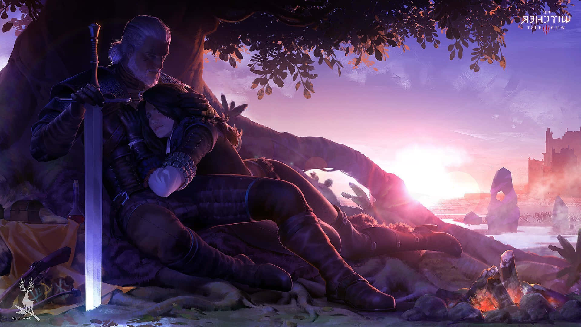 Geraltdi Rivia In Una Scena Di Battaglia De The Witcher.