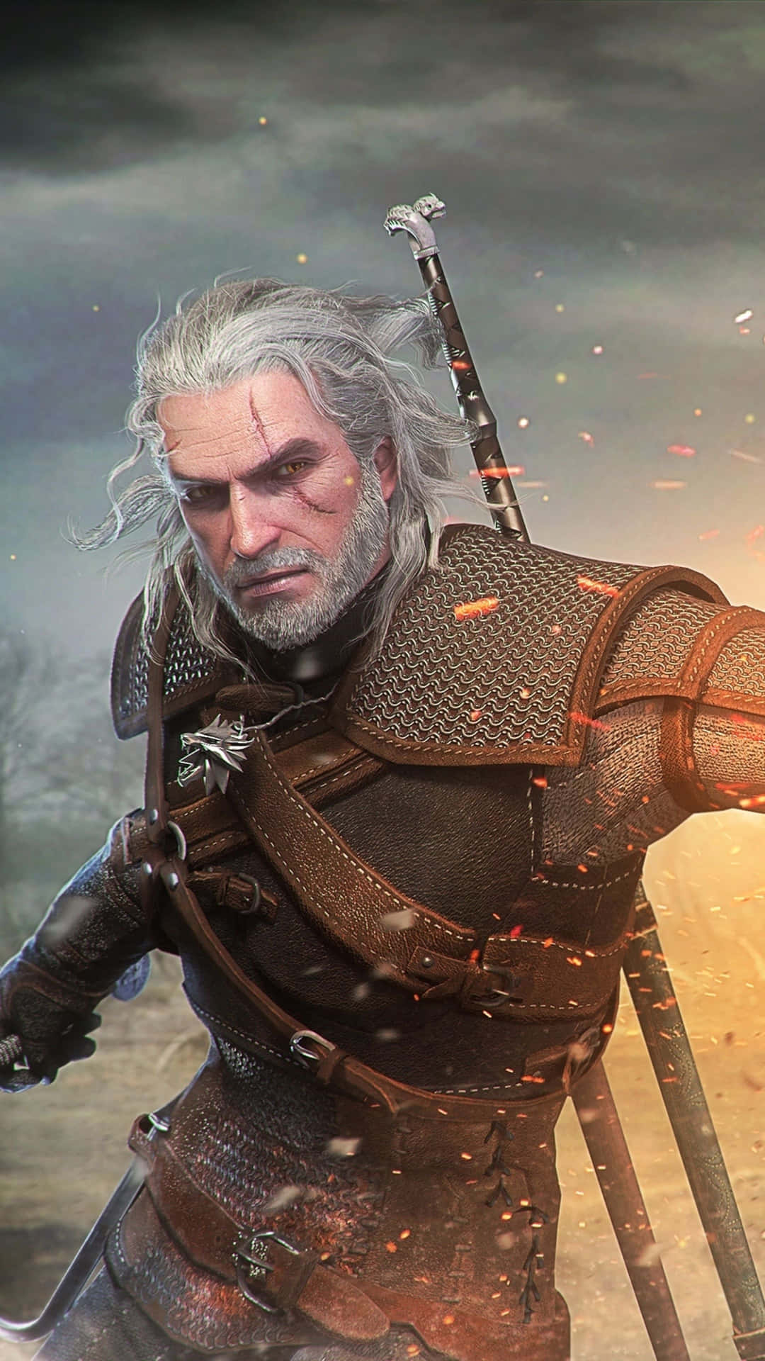 Geralt Van Rivia Krijgerhouding Achtergrond