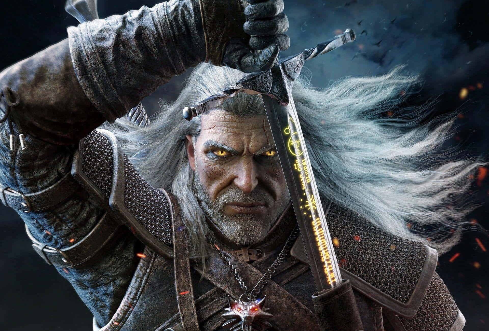 Geraltof Rivia With Sword Wallpaper